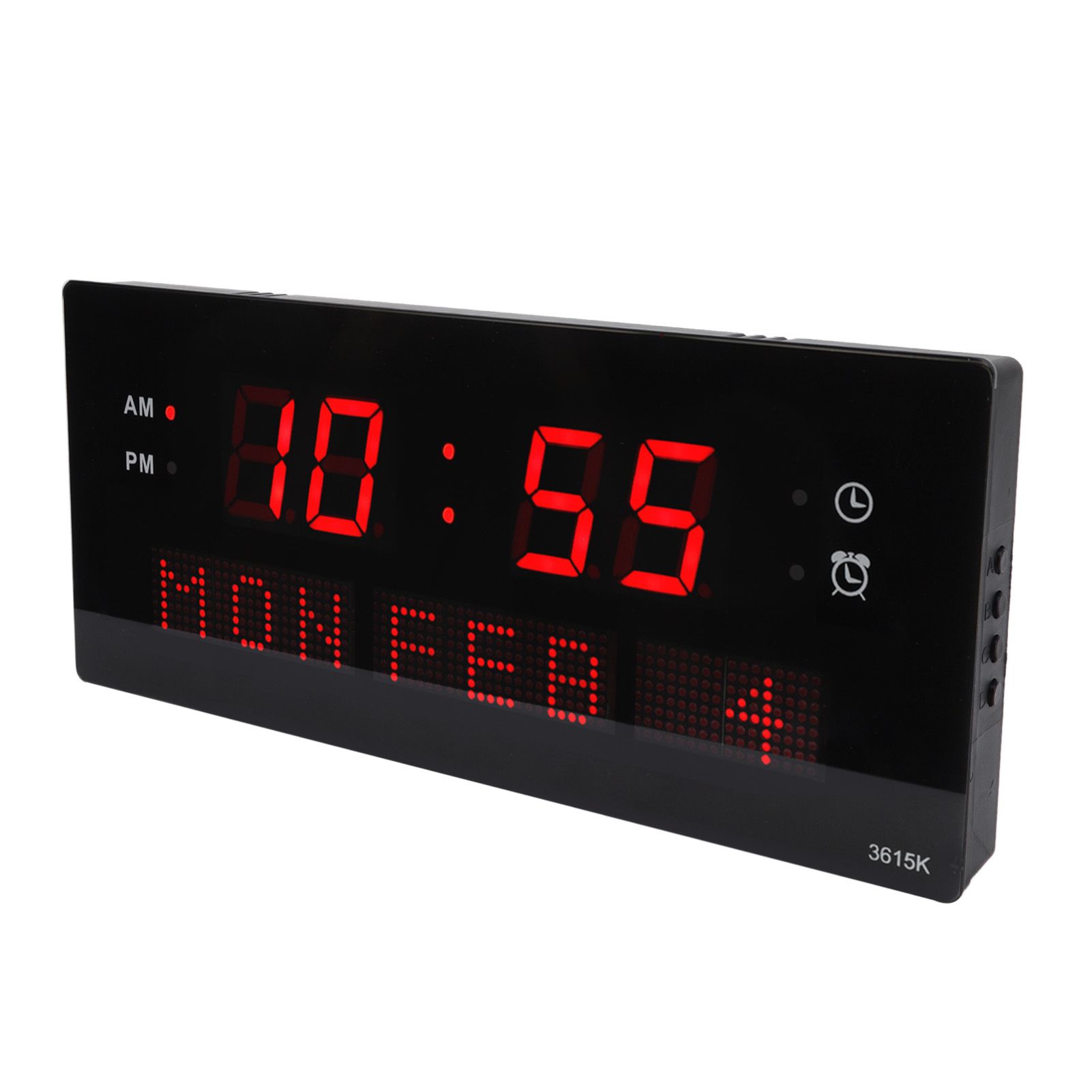 LED Wall Clock Decorative Black Frame Elegant Style Hanging Holes Digital view 10