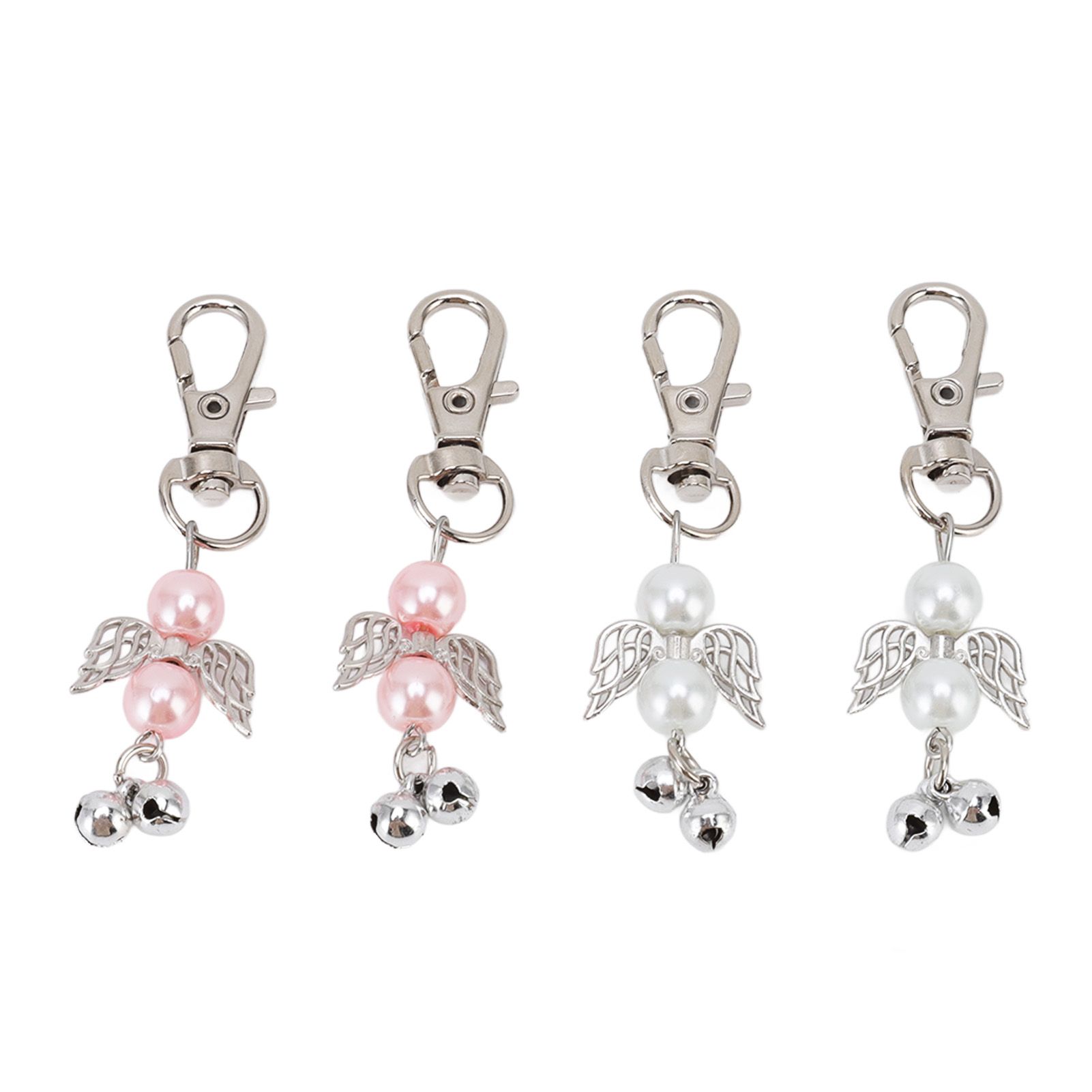 30 Sets Angel Keychain Pink White Angel Bell Pearl Keychain Baby Shower Party view 3