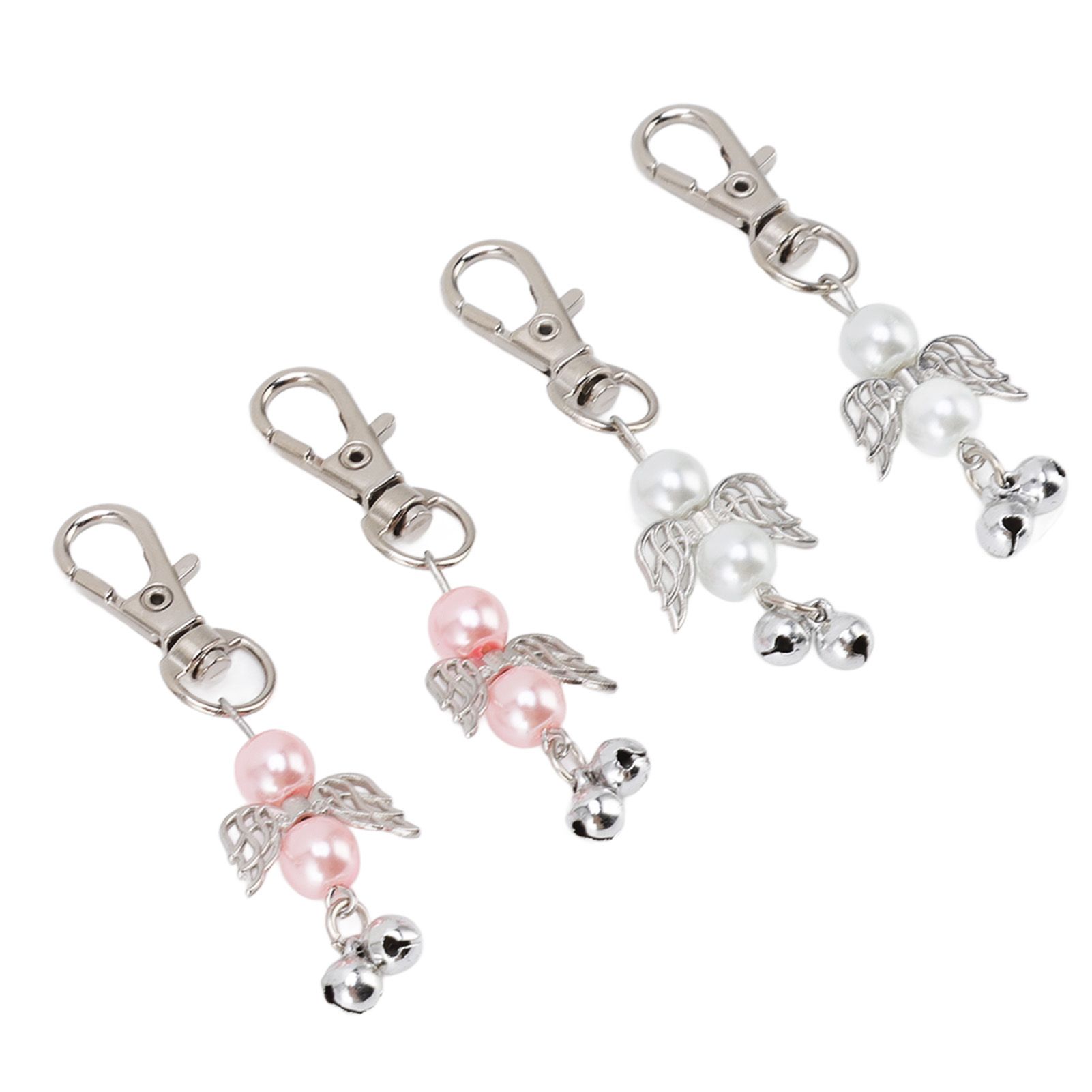 30 Sets Angel Keychain Pink White Angel Bell Pearl Keychain Baby Shower Party view 8