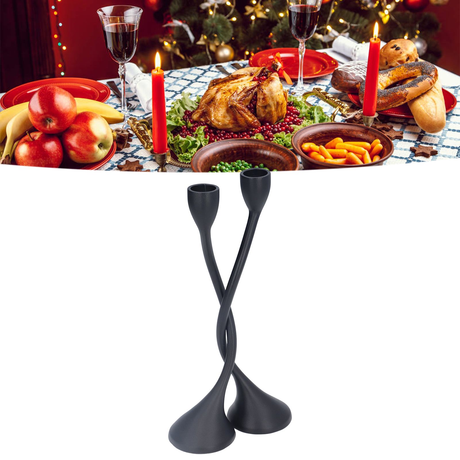 Candle Holder Zinc Alloy High Foot European Style Romantic Simple Retro Black view 12