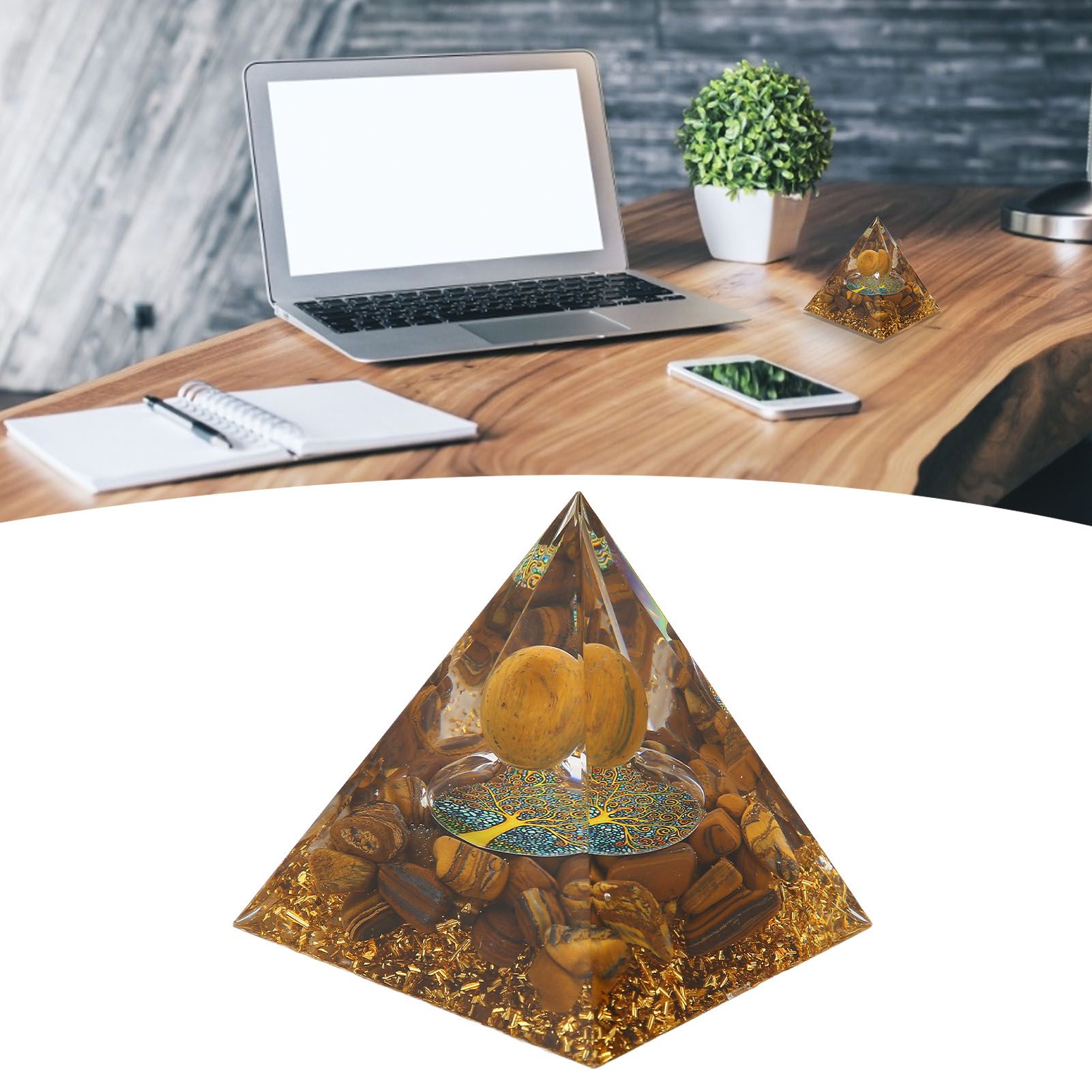 Pyramid Ornament Natural Gravel Triangular Lucky Improving Mood Pyramid view 11
