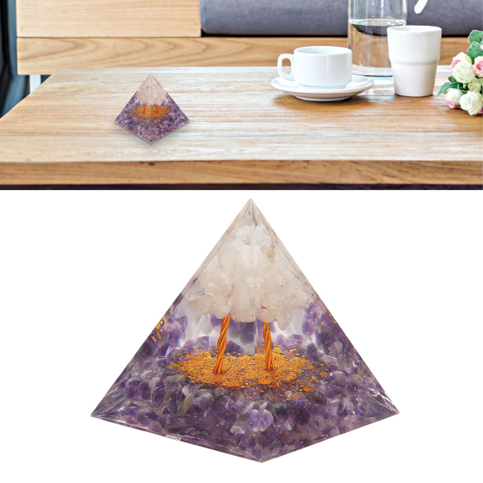 Pyramid Epoxy Ornament Good Durability Exquisite Workmanship Gravel Pyramid view 12