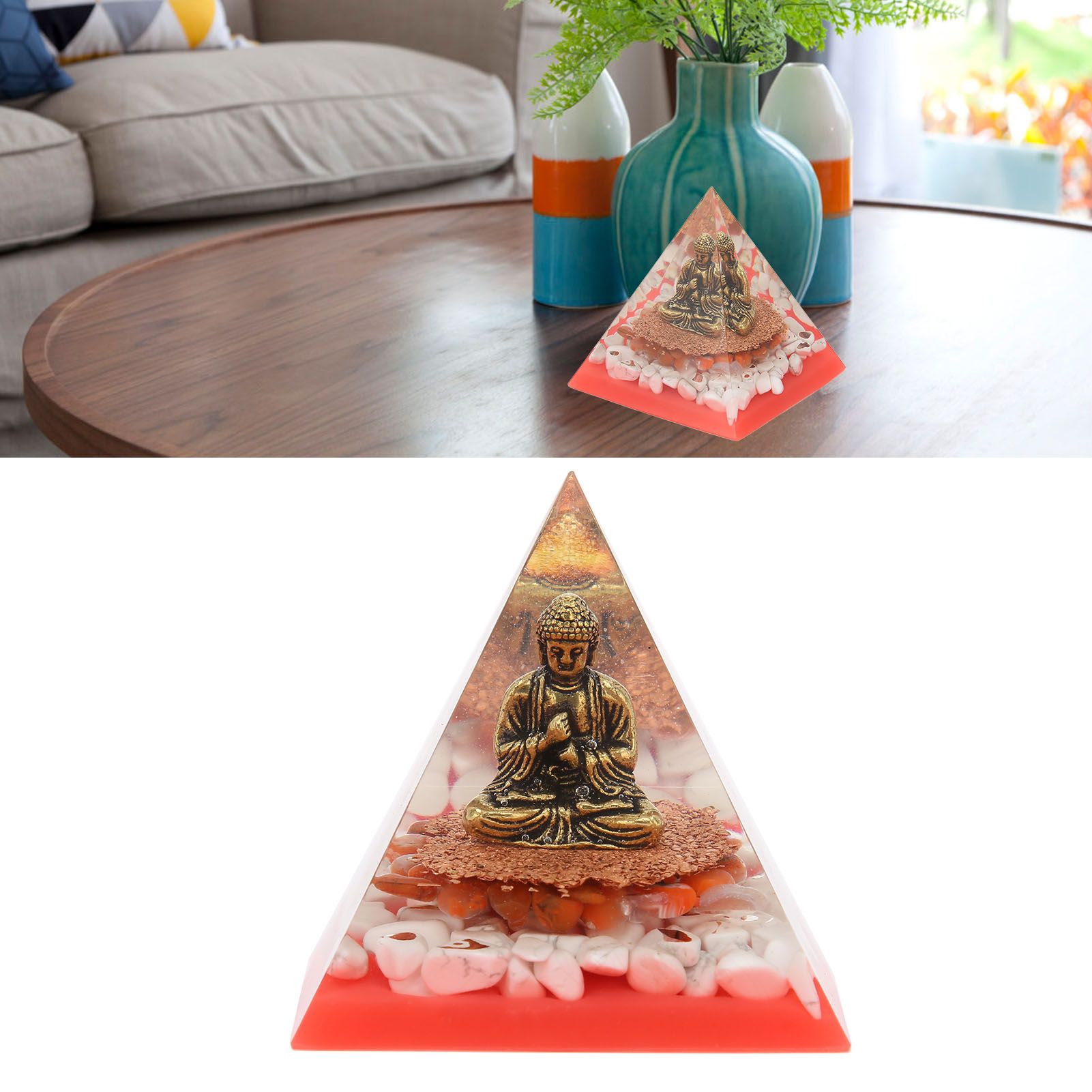 Crystal Pyramid Buddha Epoxy Energy Stone Handicraft for Household Decoration view 11