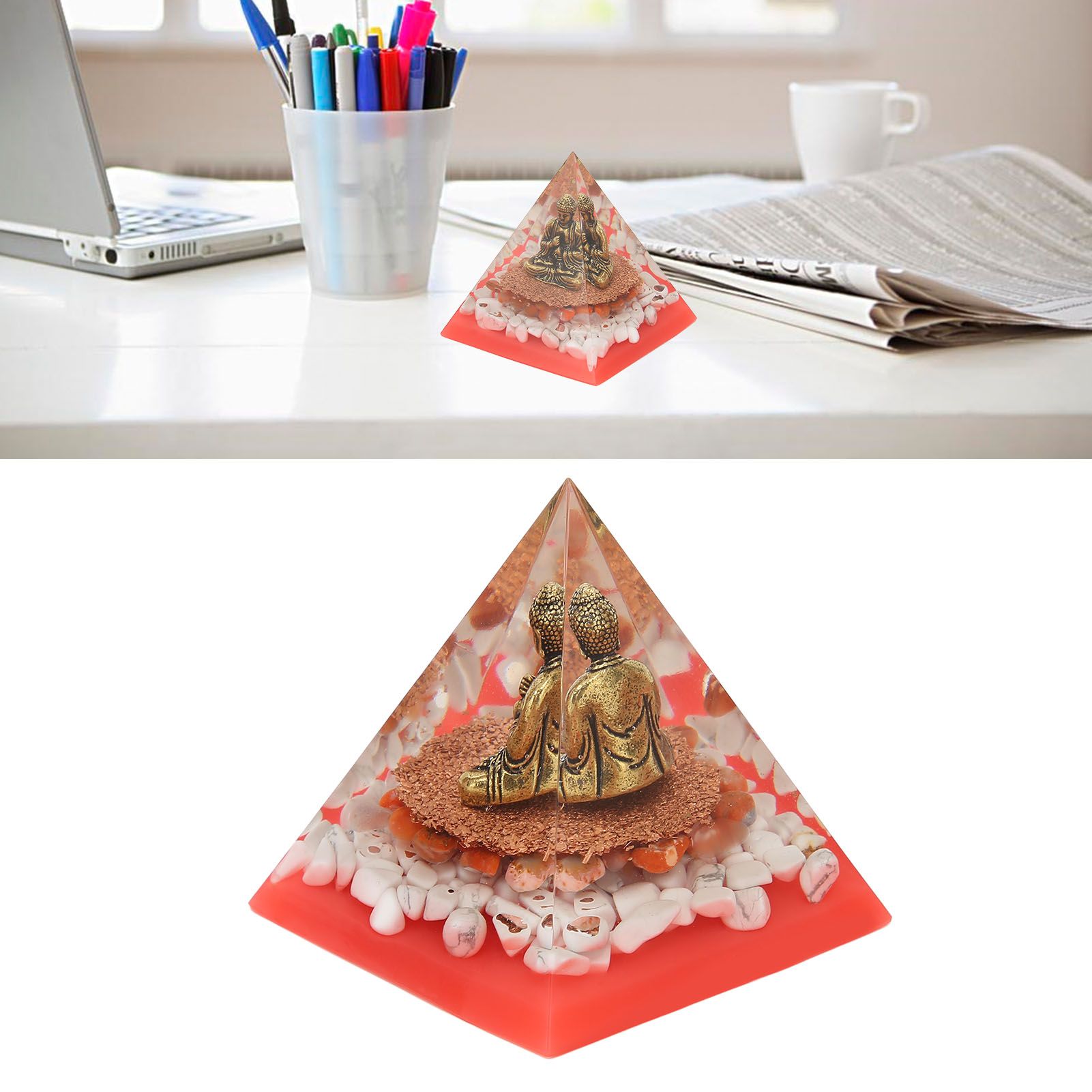 Crystal Pyramid Buddha Epoxy Energy Stone Handicraft for Household Decoration view 12