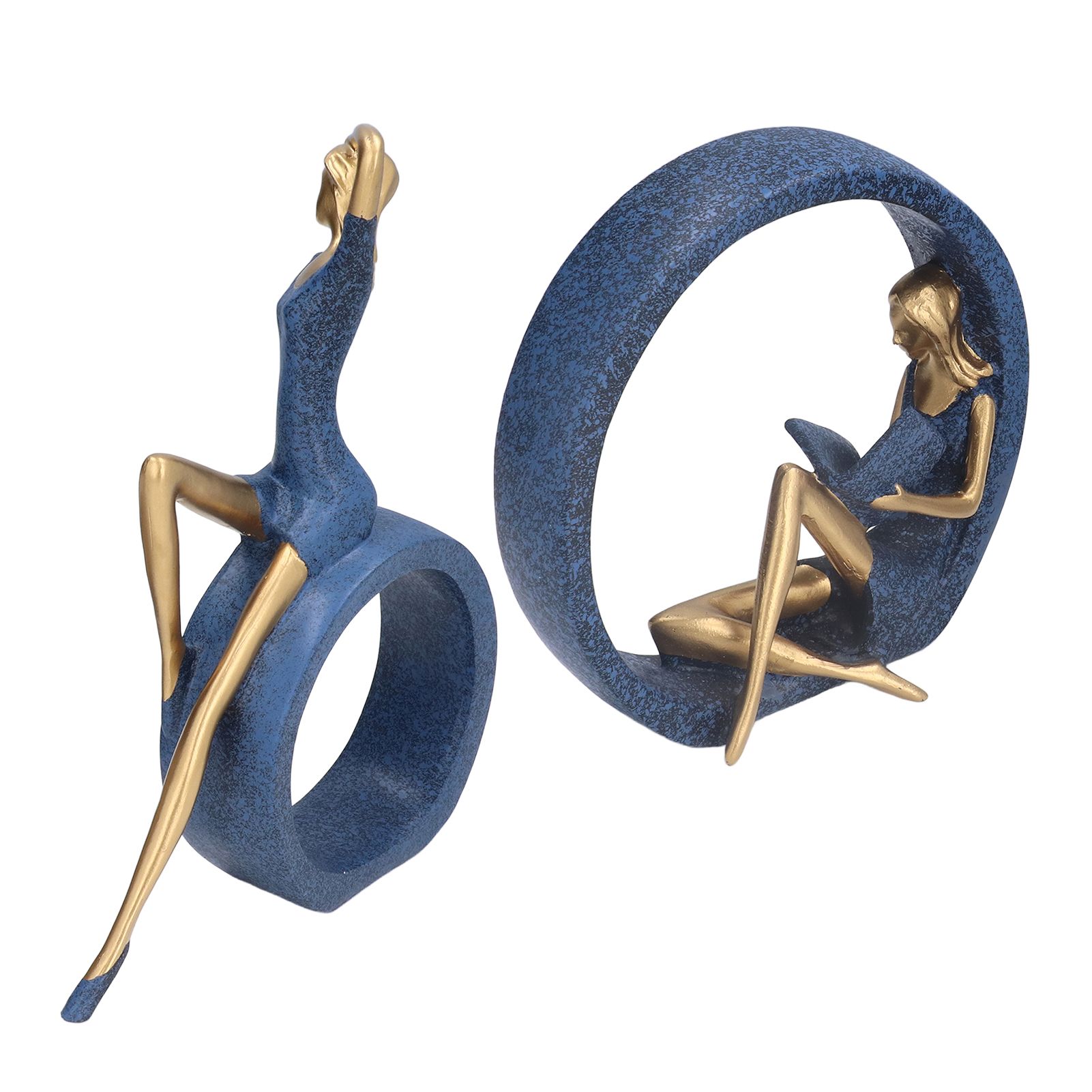 2pcs Reading Woman Sculpture Yoga Girl Statue Resin Hand Crafted Vivid Shape view 5