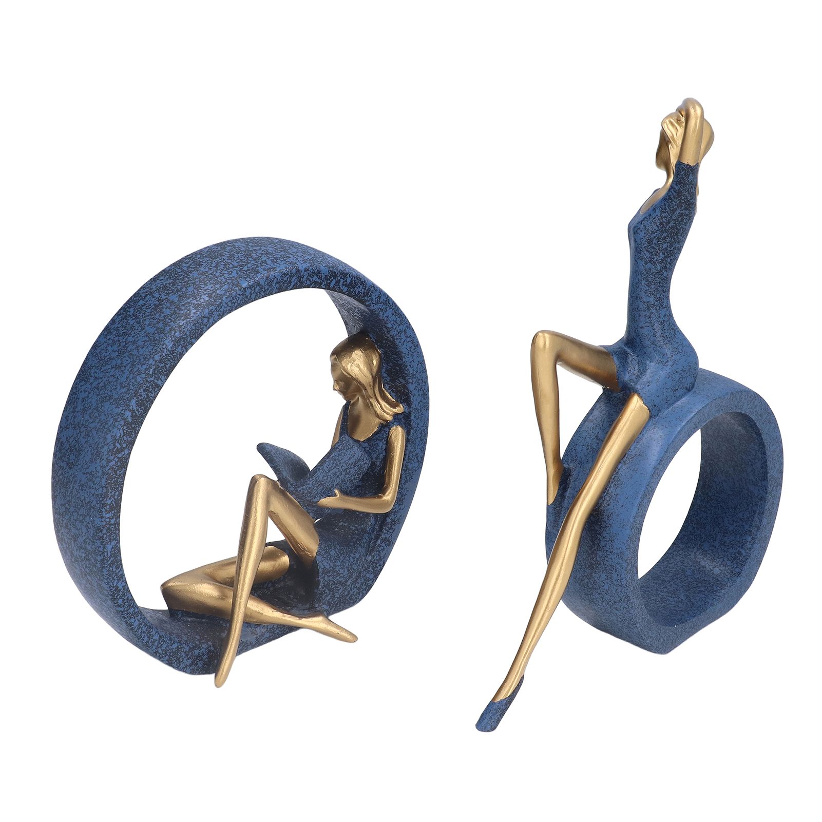 2pcs Reading Woman Sculpture Yoga Girl Statue Resin Hand Crafted Vivid Shape view 6