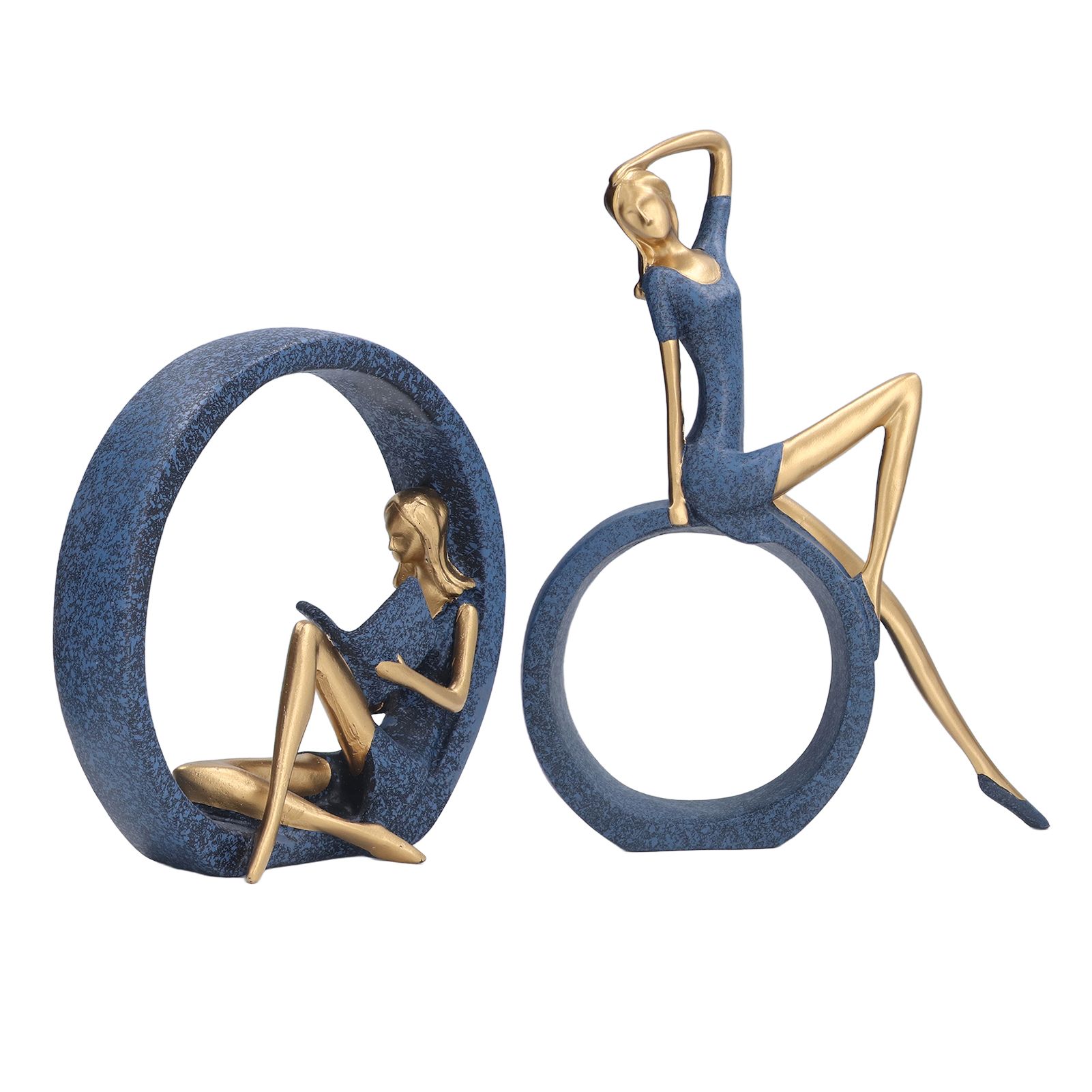 2pcs Reading Woman Sculpture Yoga Girl Statue Resin Hand Crafted Vivid Shape view 8