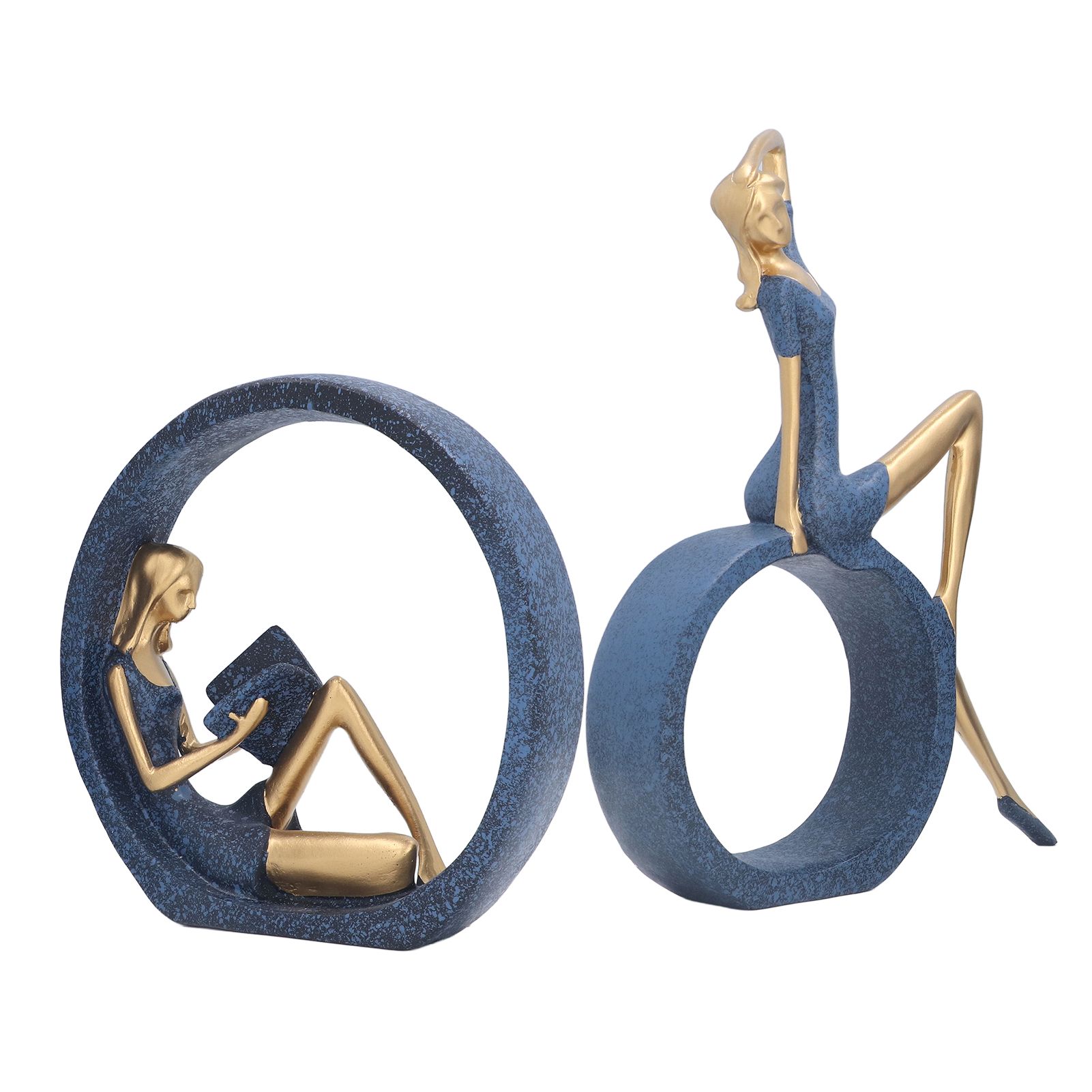2pcs Reading Woman Sculpture Yoga Girl Statue Resin Hand Crafted Vivid Shape view 10
