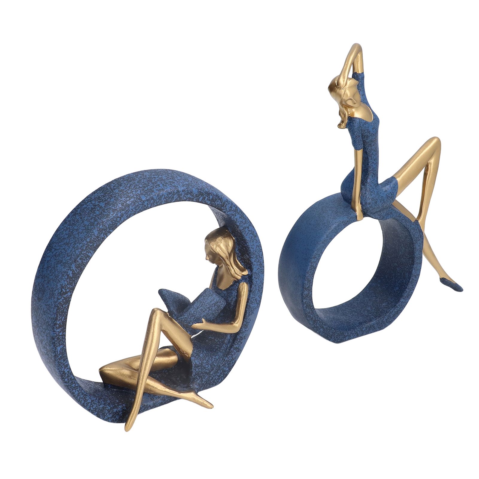 2pcs Reading Woman Sculpture Yoga Girl Statue Resin Hand Crafted Vivid Shape view 13