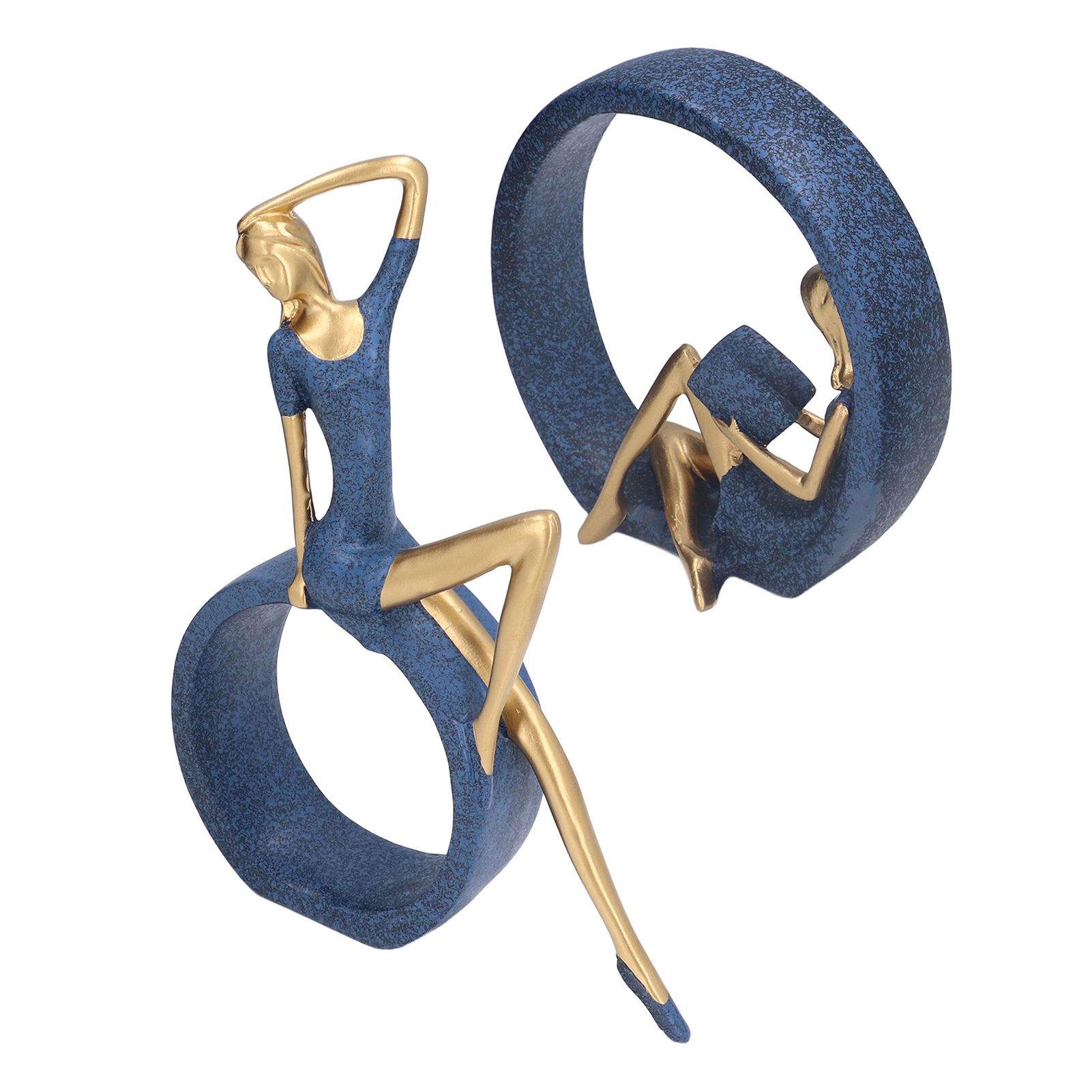2pcs Reading Woman Sculpture Yoga Girl Statue Resin Hand Crafted Vivid Shape view 14