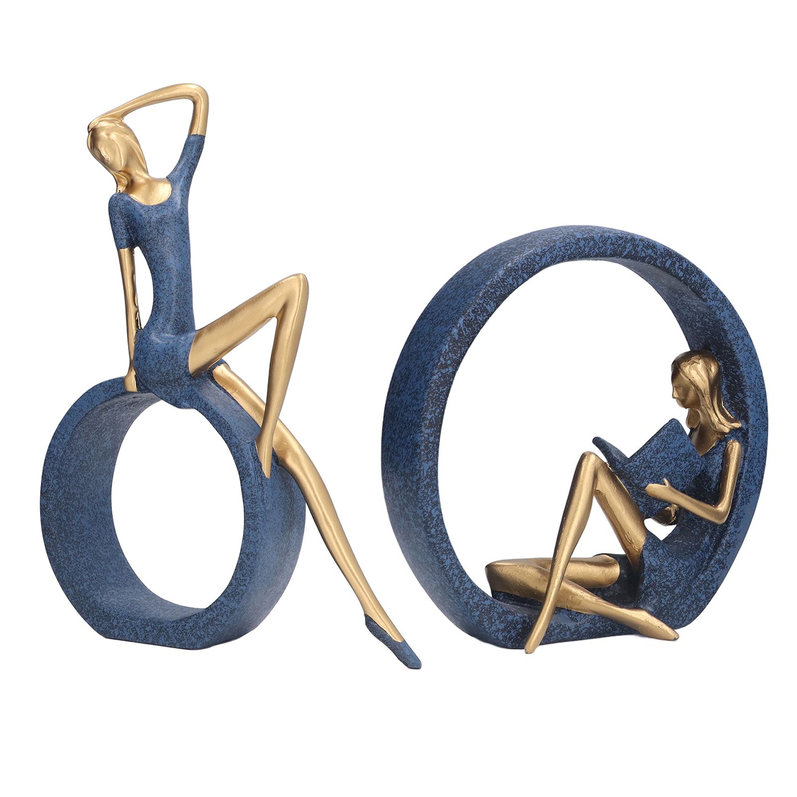 2pcs Reading Woman Sculpture Yoga Girl Statue Resin Hand Crafted Vivid Shape view 15