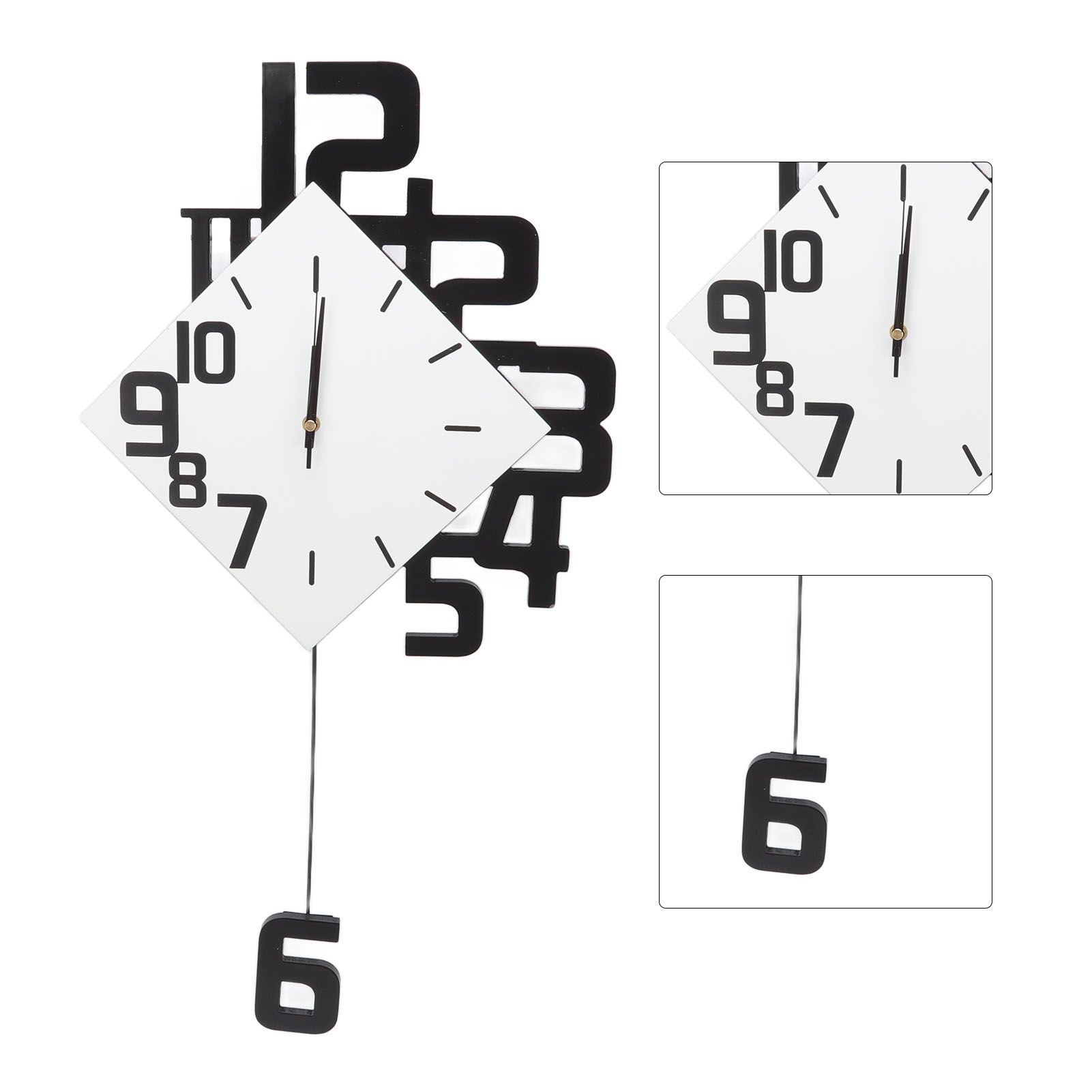 Frameless Pendulum Wall Clocks Number Decoration DIY Assembly Modern Wall view 7