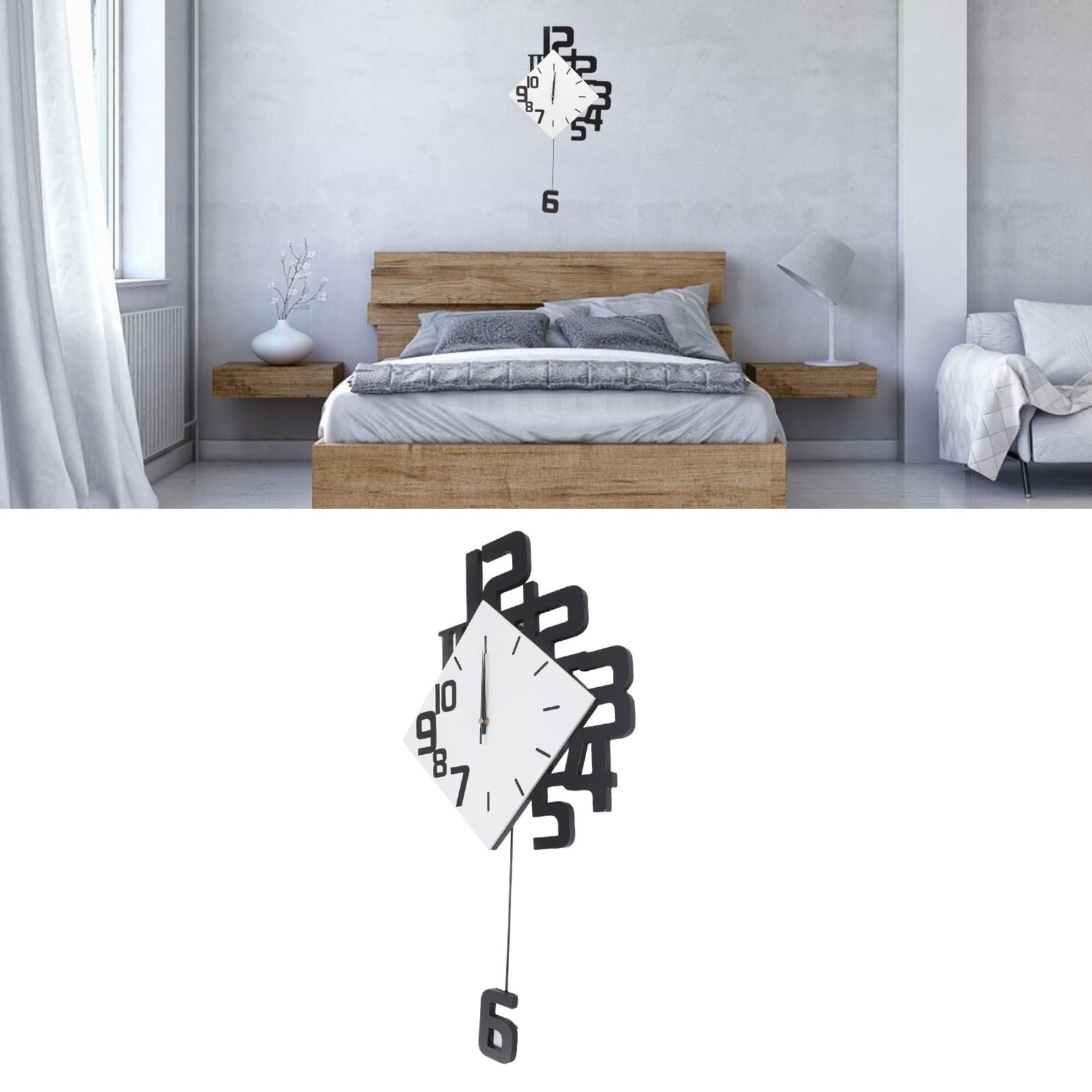 Frameless Pendulum Wall Clocks Number Decoration DIY Assembly Modern Wall view 11