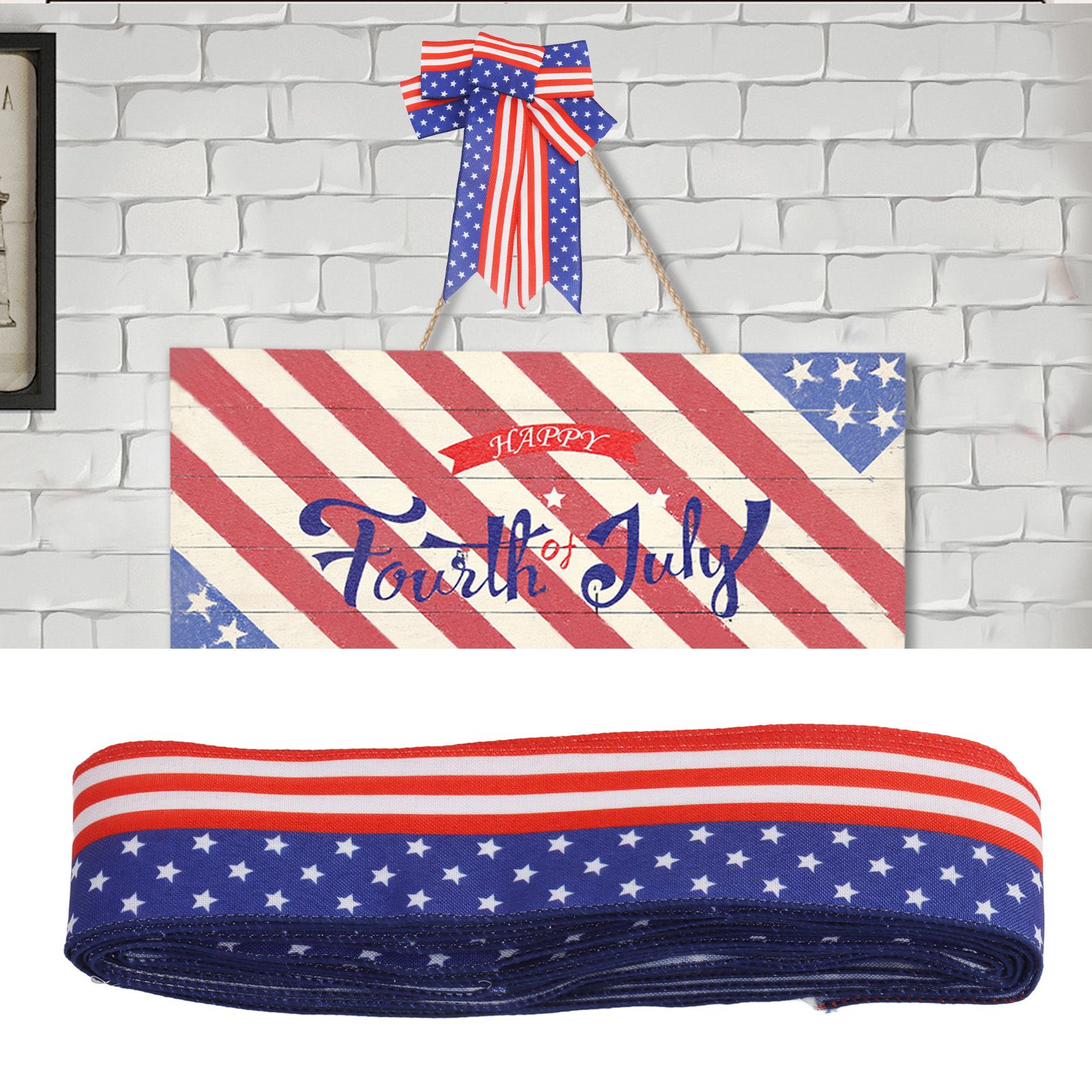 Patriotic Ribbon 6.5cm Width 10m Length 4th of July Independence Day for view 11