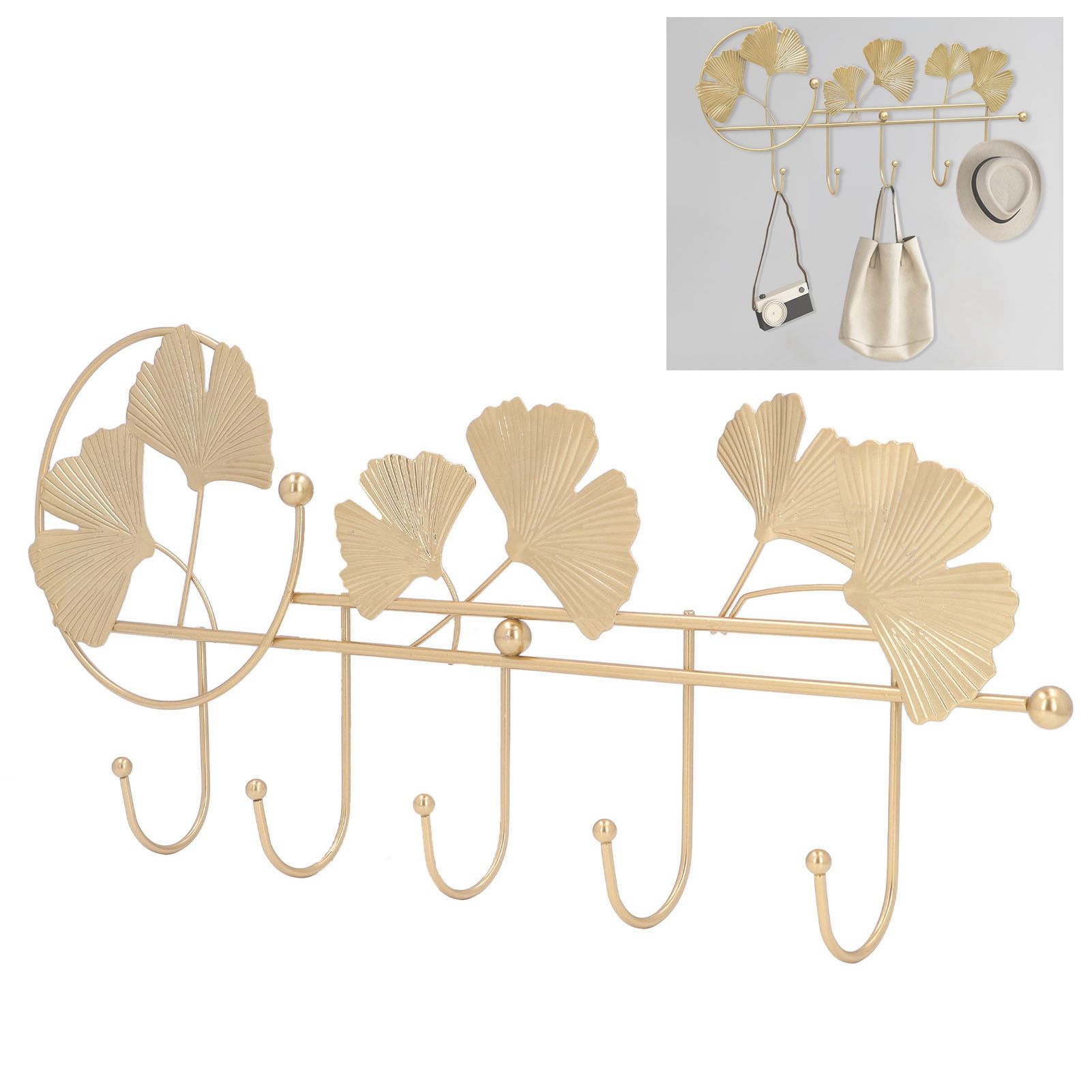 Wall Coat Rack Ginkgo Leaf Design Simple Elegant Style Wide Application Wall view 12
