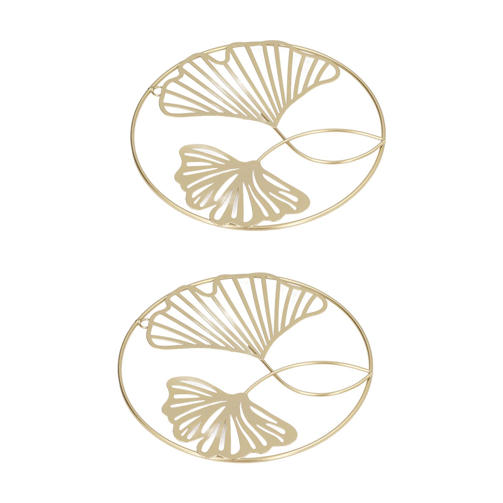 2pcs Gold Wall Decor Iron Art 3D Stereo Ginkgo Leaves Wall Sculpture for Sofa view 2