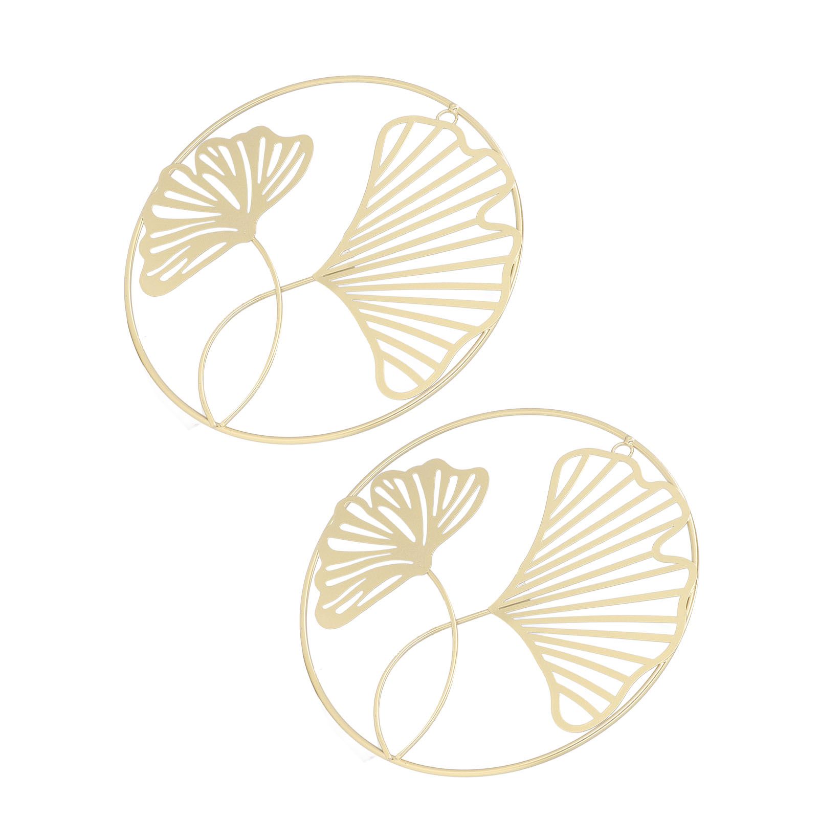 2pcs Gold Wall Decor Iron Art 3D Stereo Ginkgo Leaves Wall Sculpture for Sofa view 3