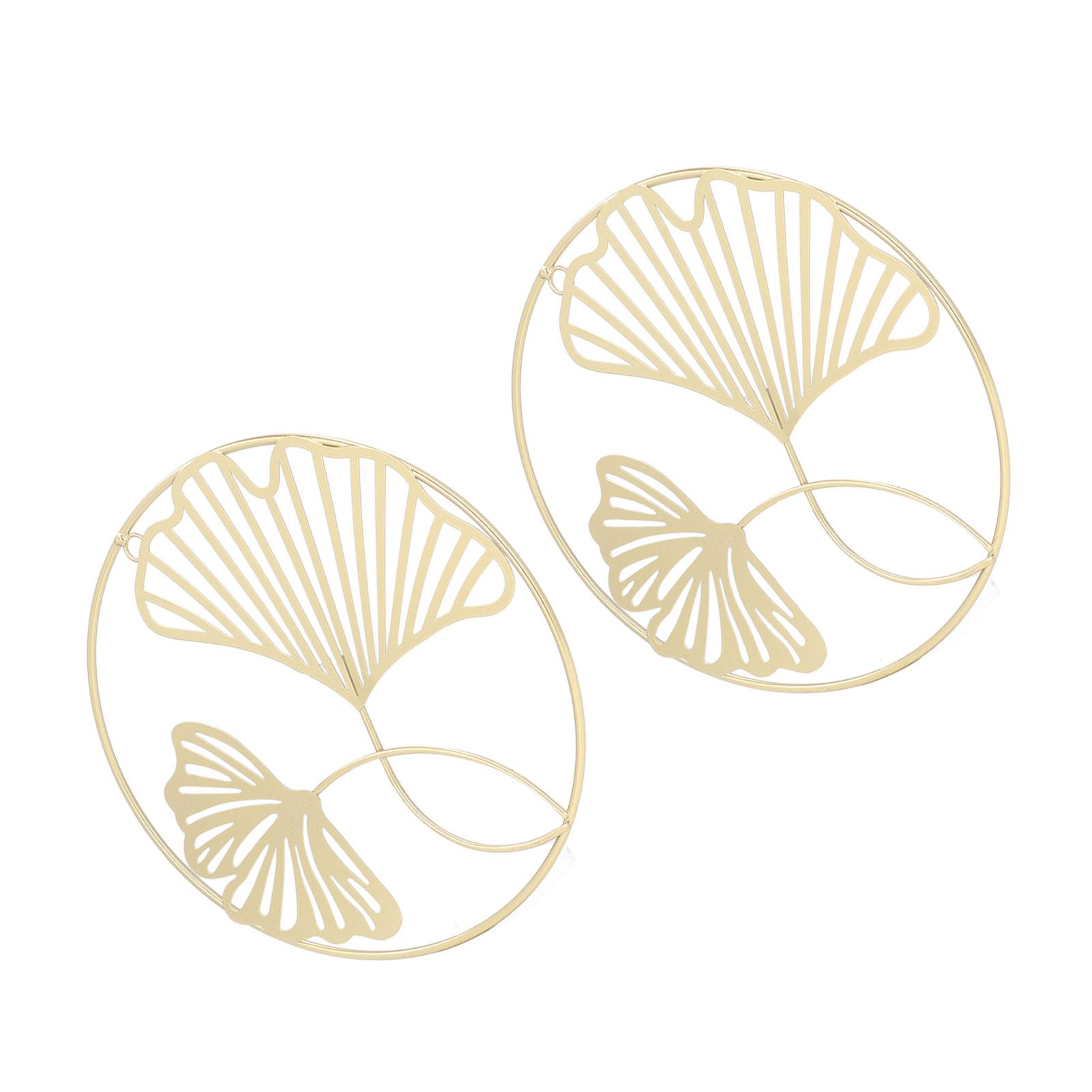 2pcs Gold Wall Decor Iron Art 3D Stereo Ginkgo Leaves Wall Sculpture for Sofa view 4