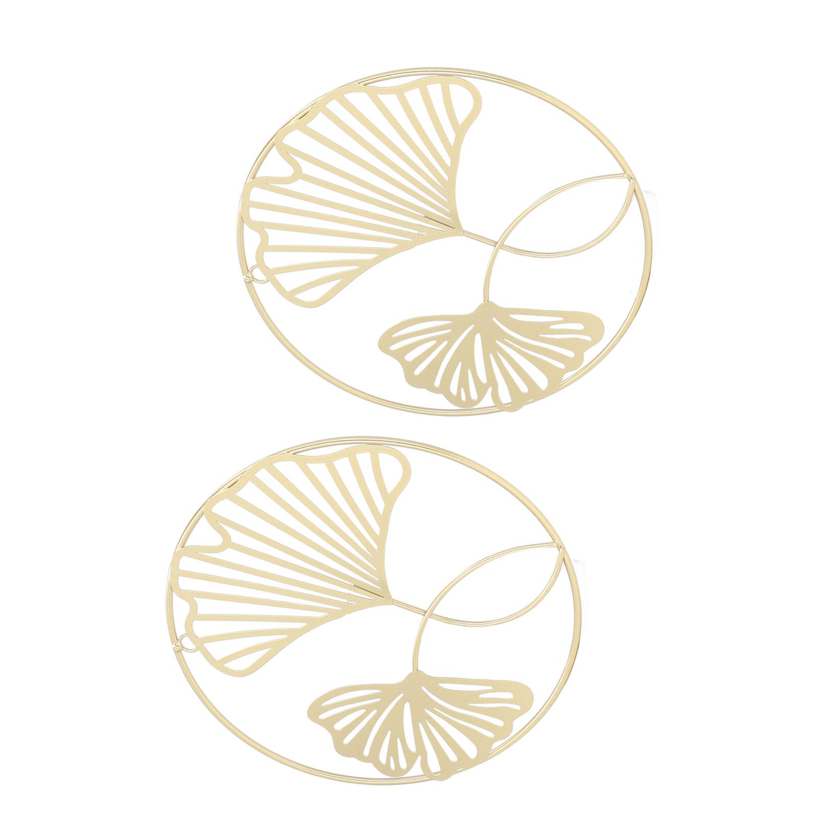 2pcs Gold Wall Decor Iron Art 3D Stereo Ginkgo Leaves Wall Sculpture for Sofa view 5