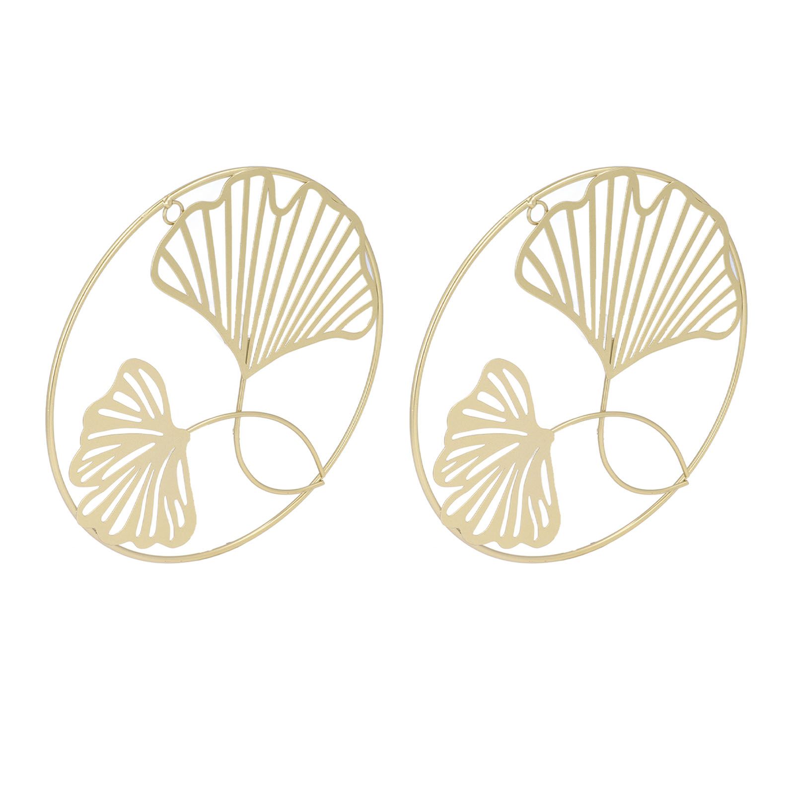 2pcs Gold Wall Decor Iron Art 3D Stereo Ginkgo Leaves Wall Sculpture for Sofa view 9