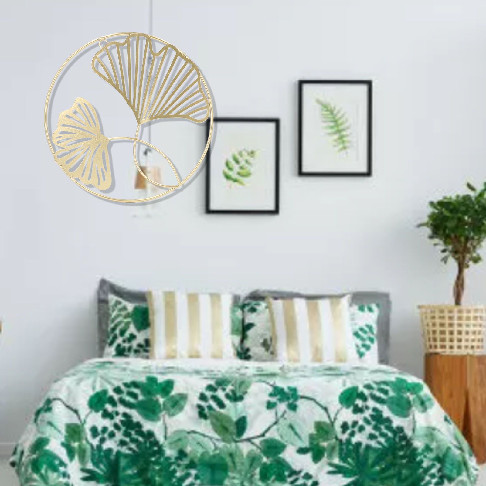 2pcs Gold Wall Decor Iron Art 3D Stereo Ginkgo Leaves Wall Sculpture for Sofa view 11