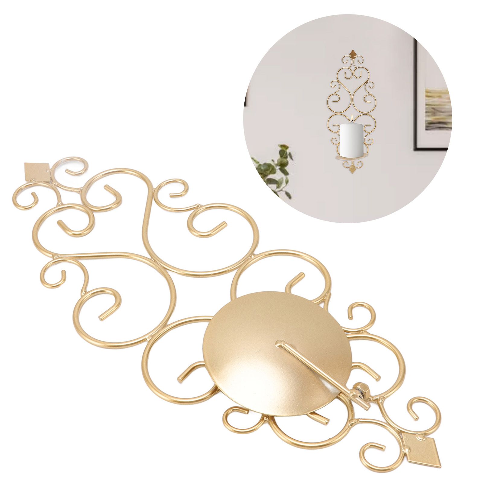 Candle Holder Iron Candlestick Folding Wall Mount Base Sconce Home Decoration view 11