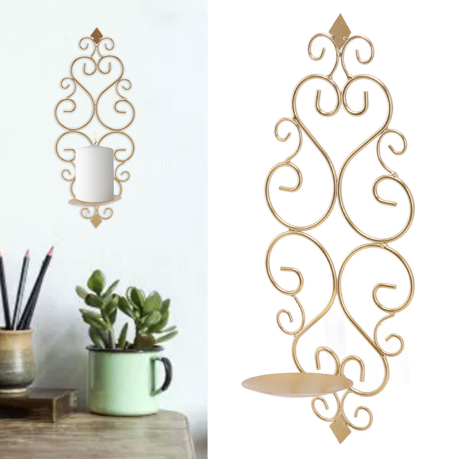 Candle Holder Iron Candlestick Folding Wall Mount Base Sconce Home Decoration view 12