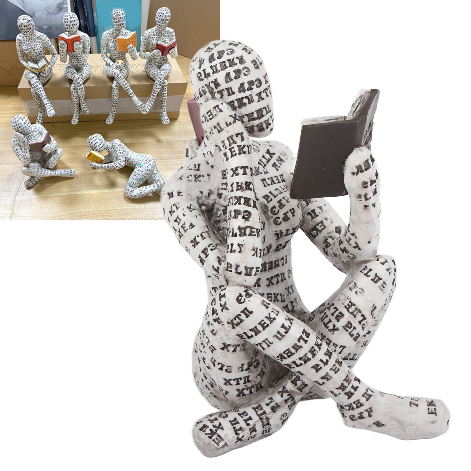 Resin Reading Woman Figurine Innovative Lady Reading Pulp Molding Bookshelf view 11