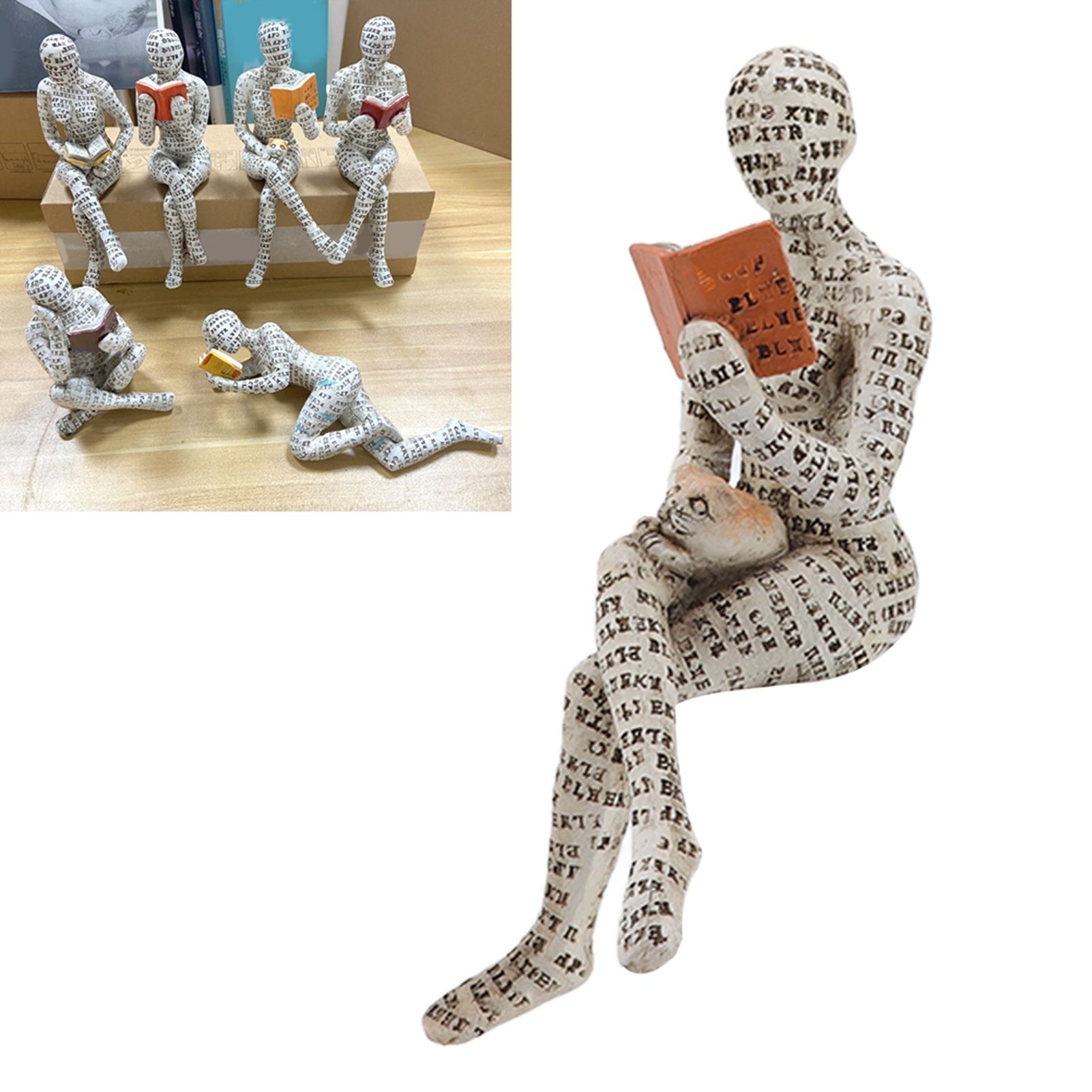 Resin Reading Woman Figurine Innovative Lady Reading Pulp Molding Bookshelf view 11