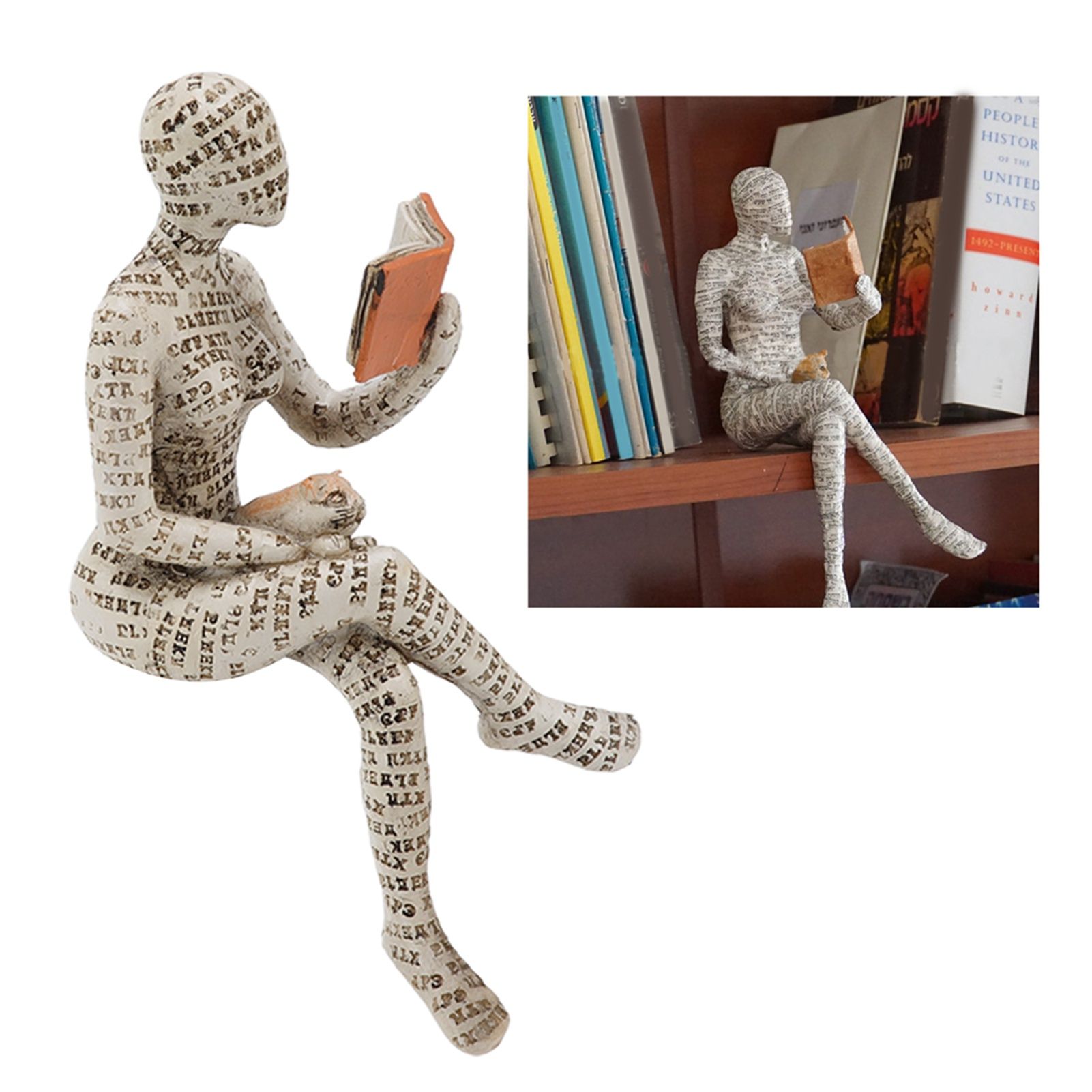 Resin Reading Woman Figurine Innovative Lady Reading Pulp Molding Bookshelf view 12