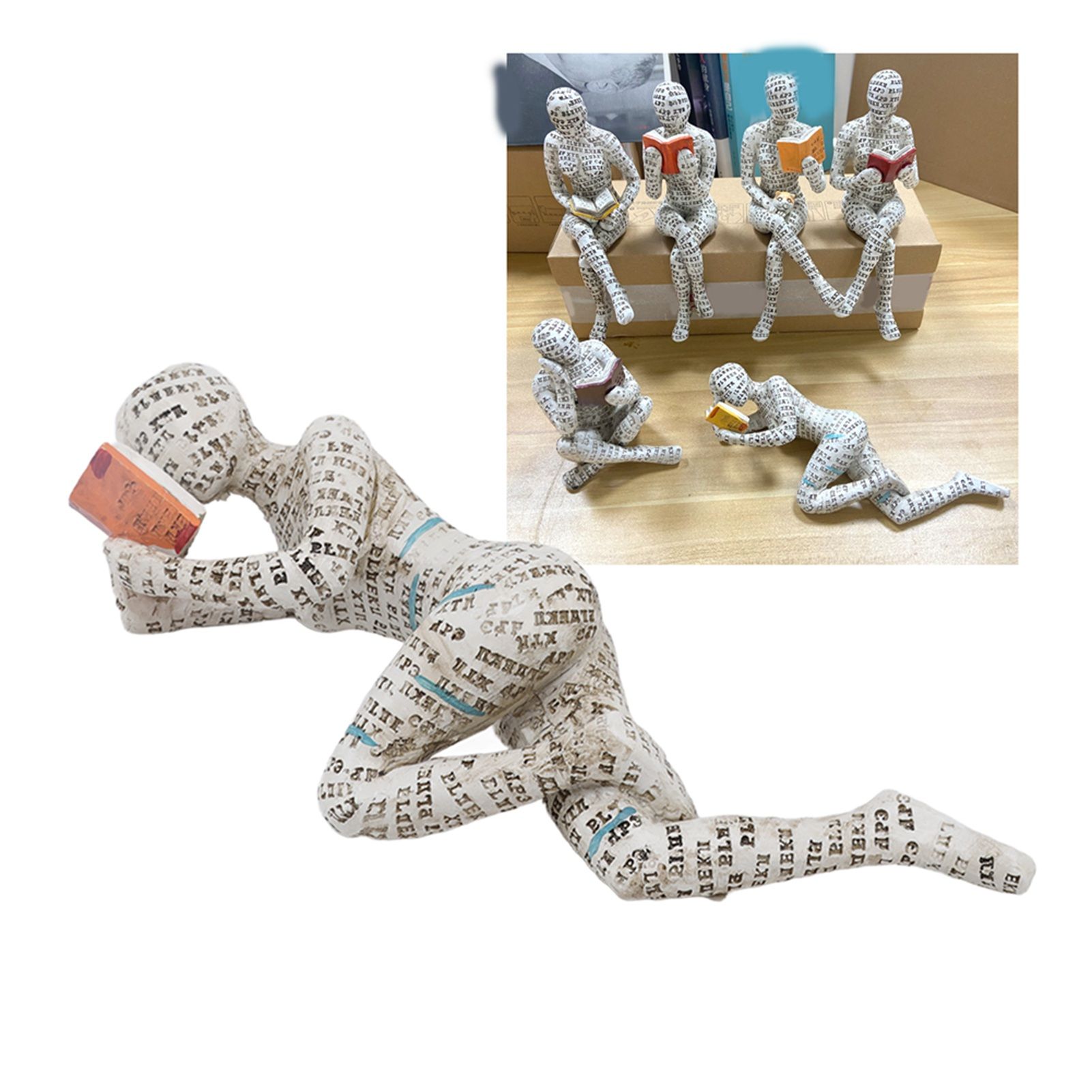 Resin Reading Woman Figurine Innovative Lady Reading Pulp Molding Bookshelf view 11