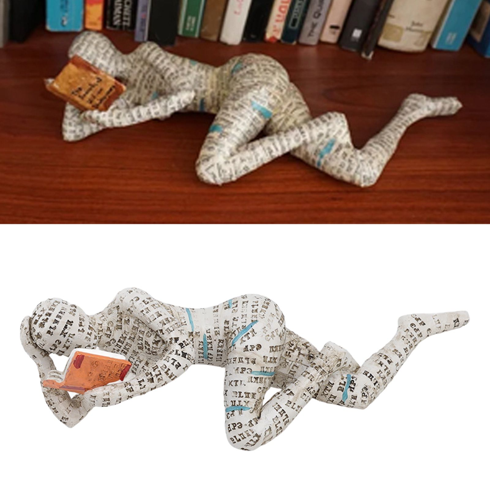 Resin Reading Woman Figurine Innovative Lady Reading Pulp Molding Bookshelf view 12