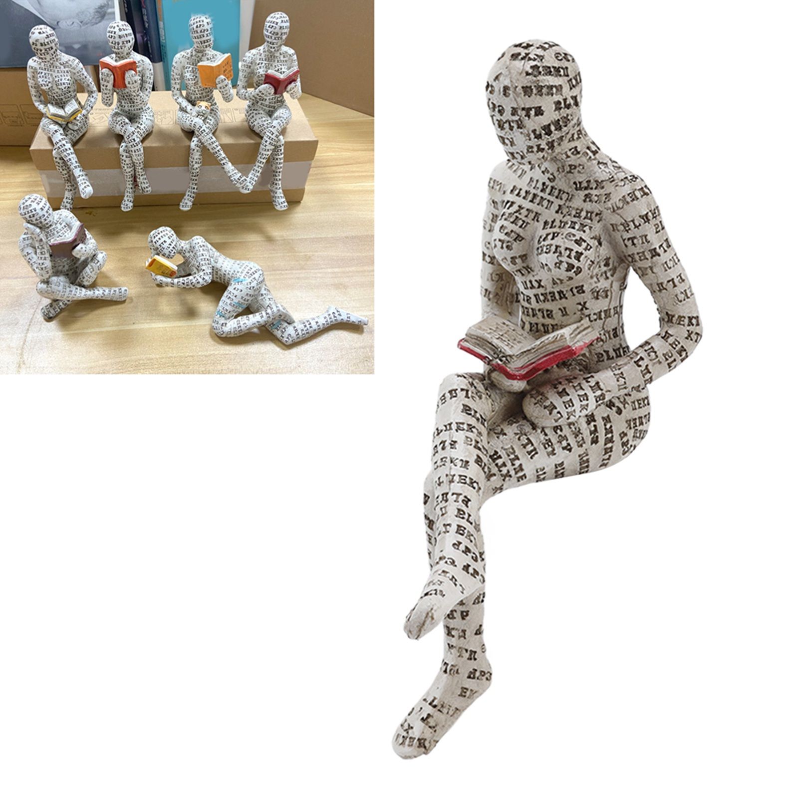 Resin Reading Woman Figurine Innovative Lady Reading Pulp Molding Bookshelf view 11