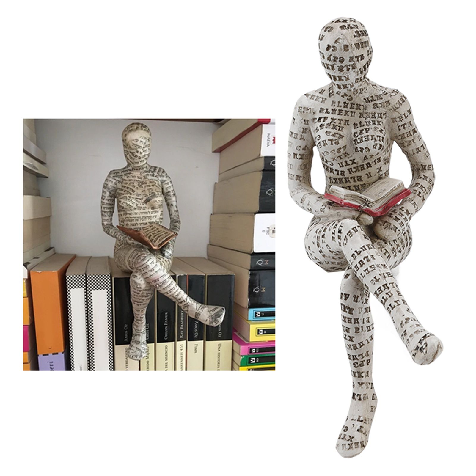 Resin Reading Woman Figurine Innovative Lady Reading Pulp Molding Bookshelf view 12