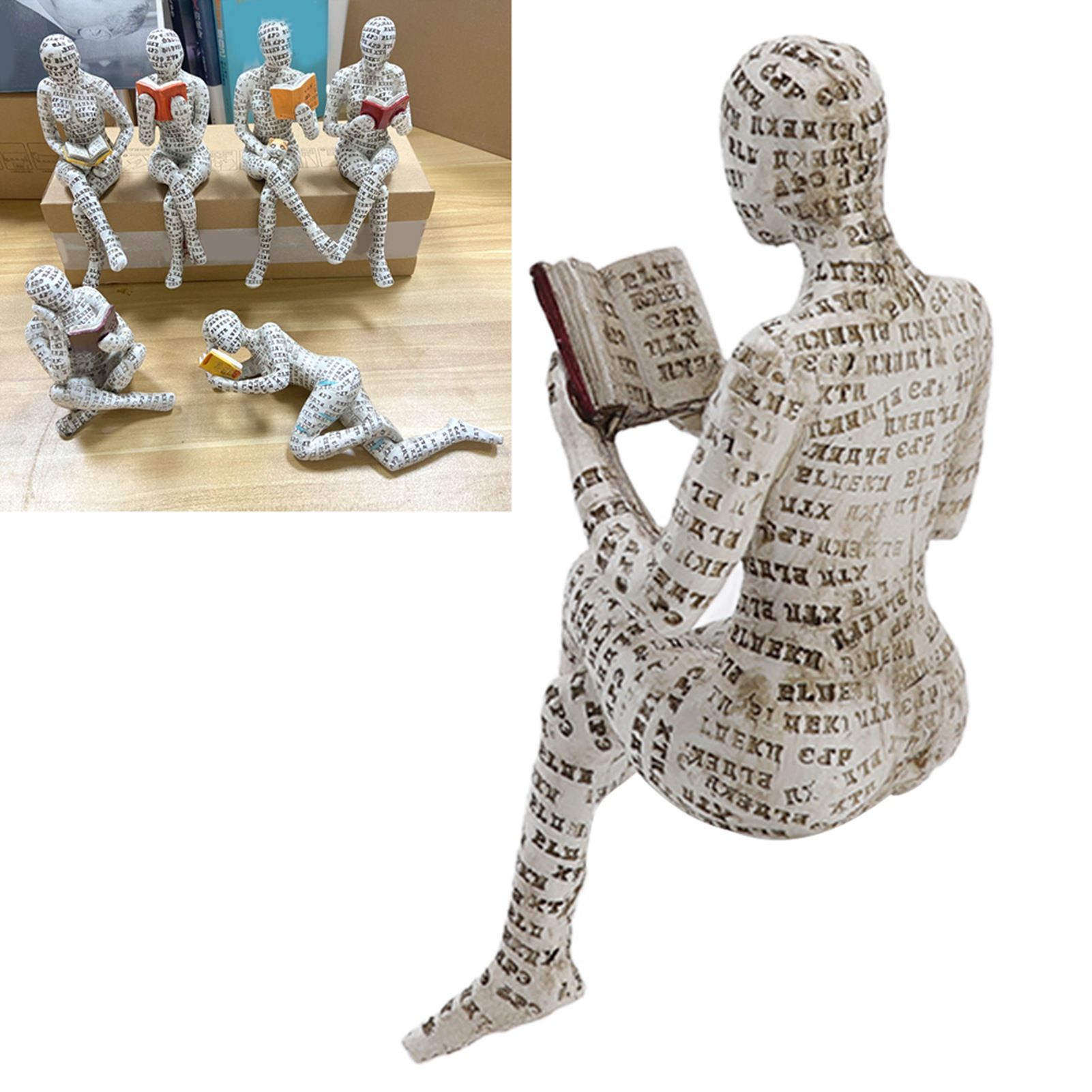 Resin Reading Woman Figurine Innovative Lady Reading Pulp Molding Bookshelf view 11