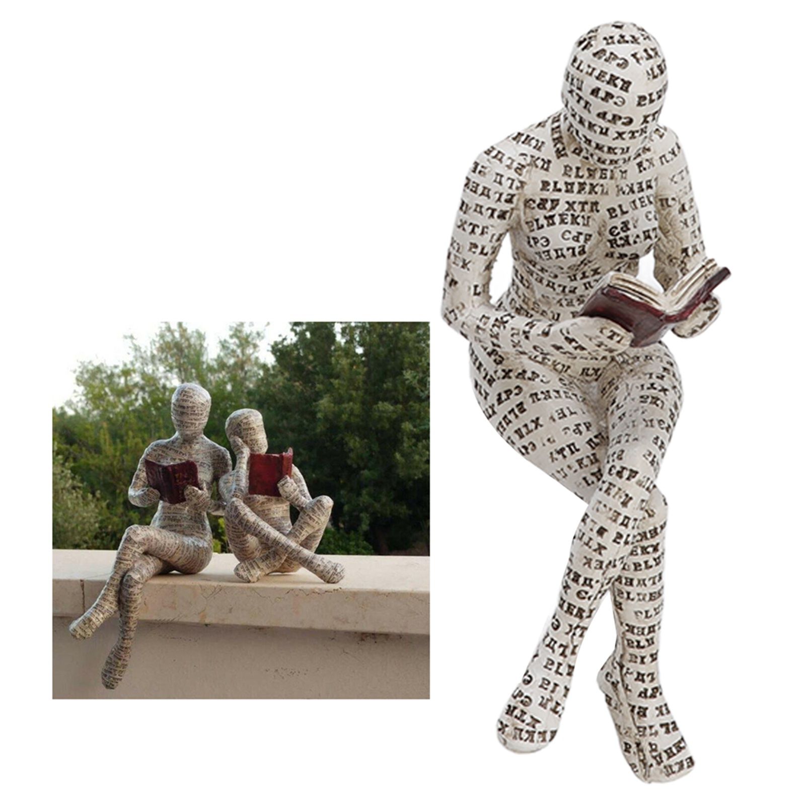 Resin Reading Woman Figurine Innovative Lady Reading Pulp Molding Bookshelf view 12