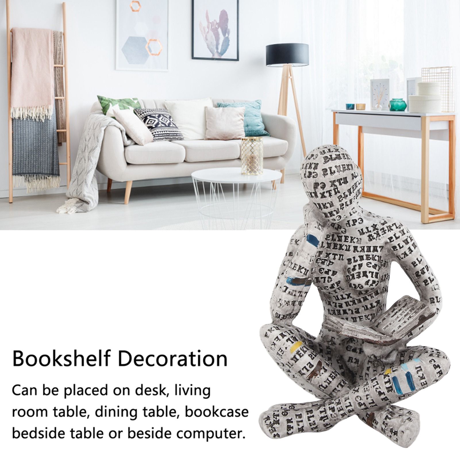 Resin Reading Woman Figurine Innovative Lady Reading Pulp Molding Bookshelf view 3