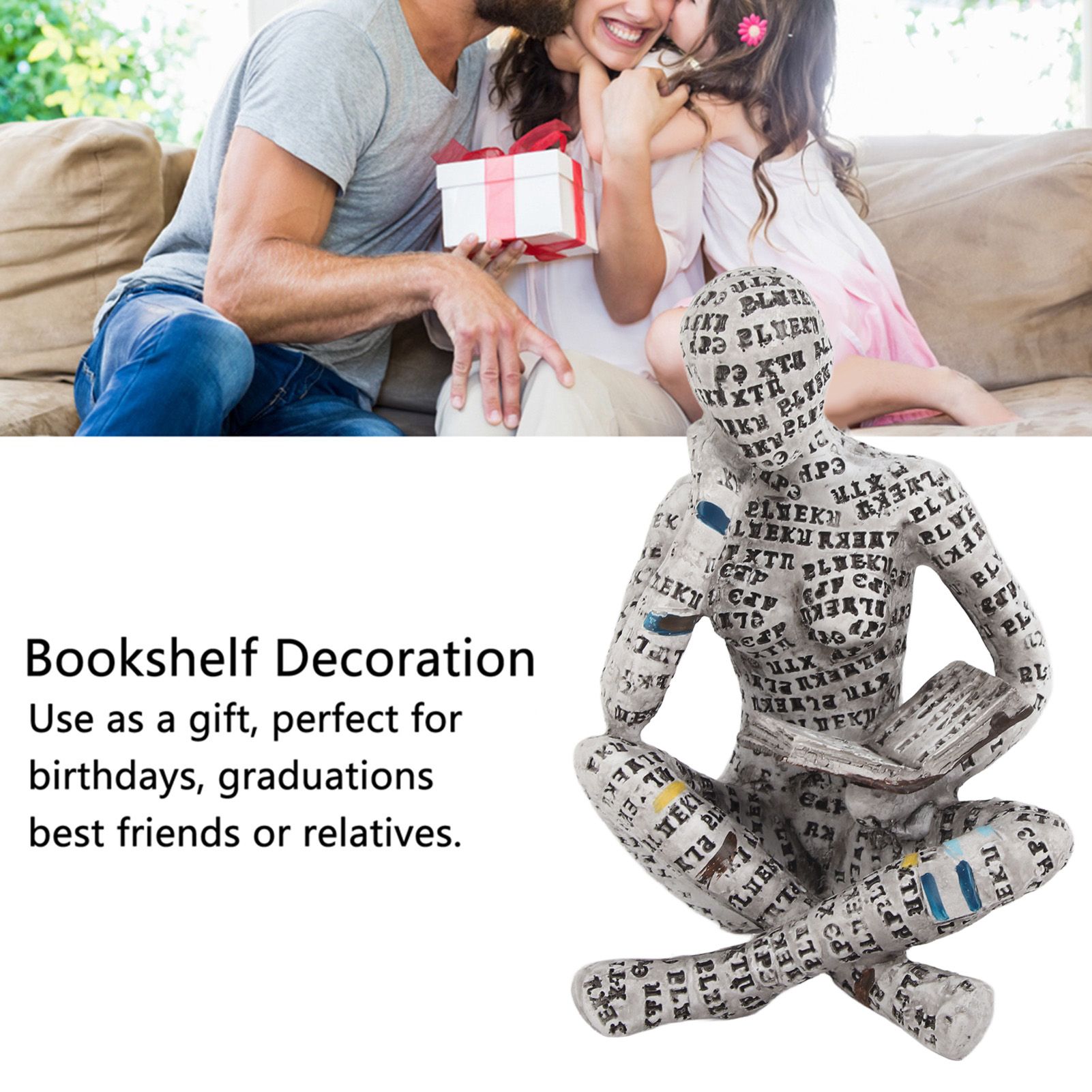 Resin Reading Woman Figurine Innovative Lady Reading Pulp Molding Bookshelf view 4