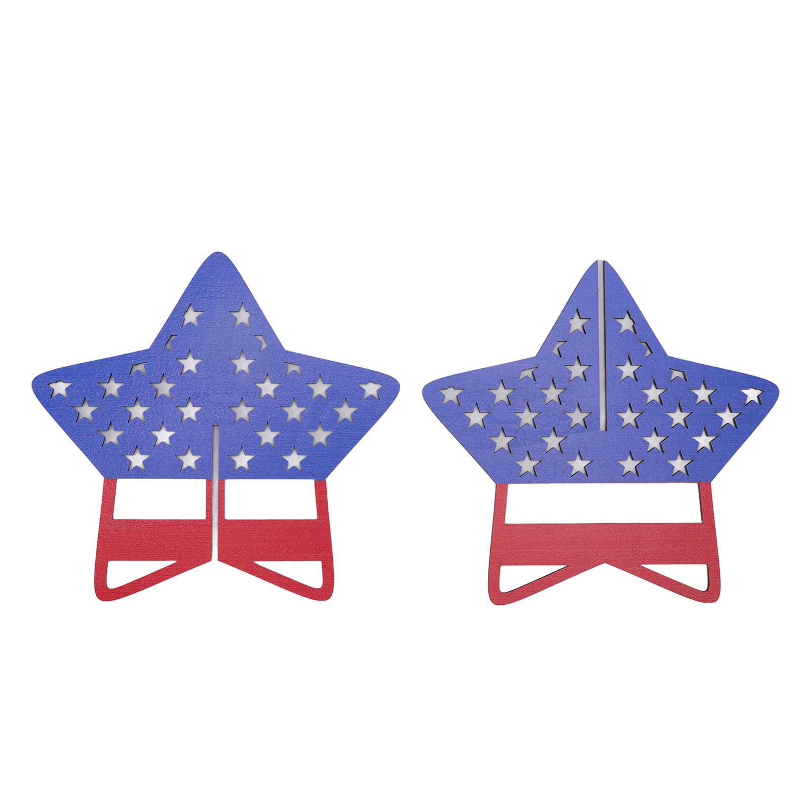 2Pcs Independence Day Wooden Star Blocks Patriotic Standing Decor 4th of July view 2