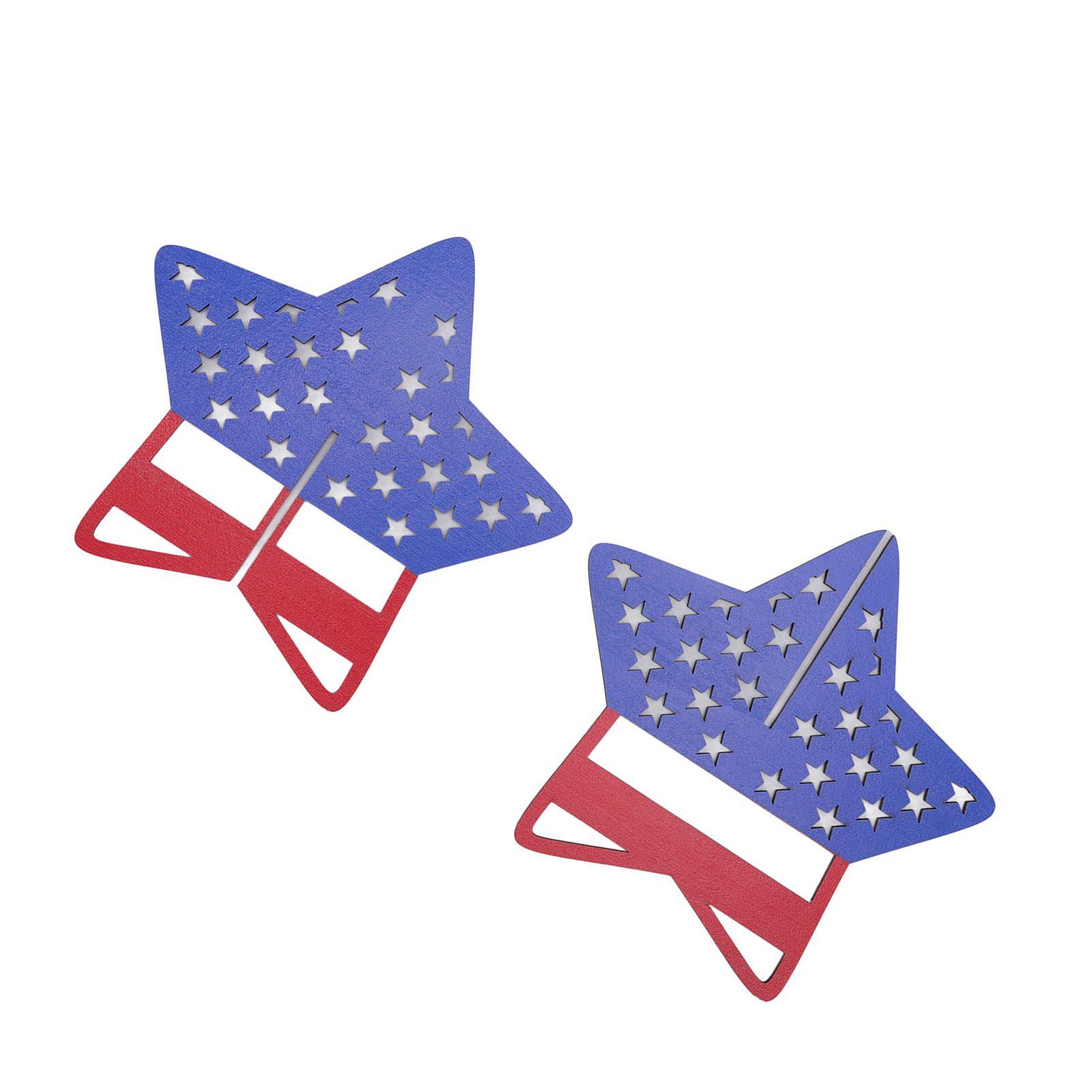 2Pcs Independence Day Wooden Star Blocks Patriotic Standing Decor 4th of July view 4