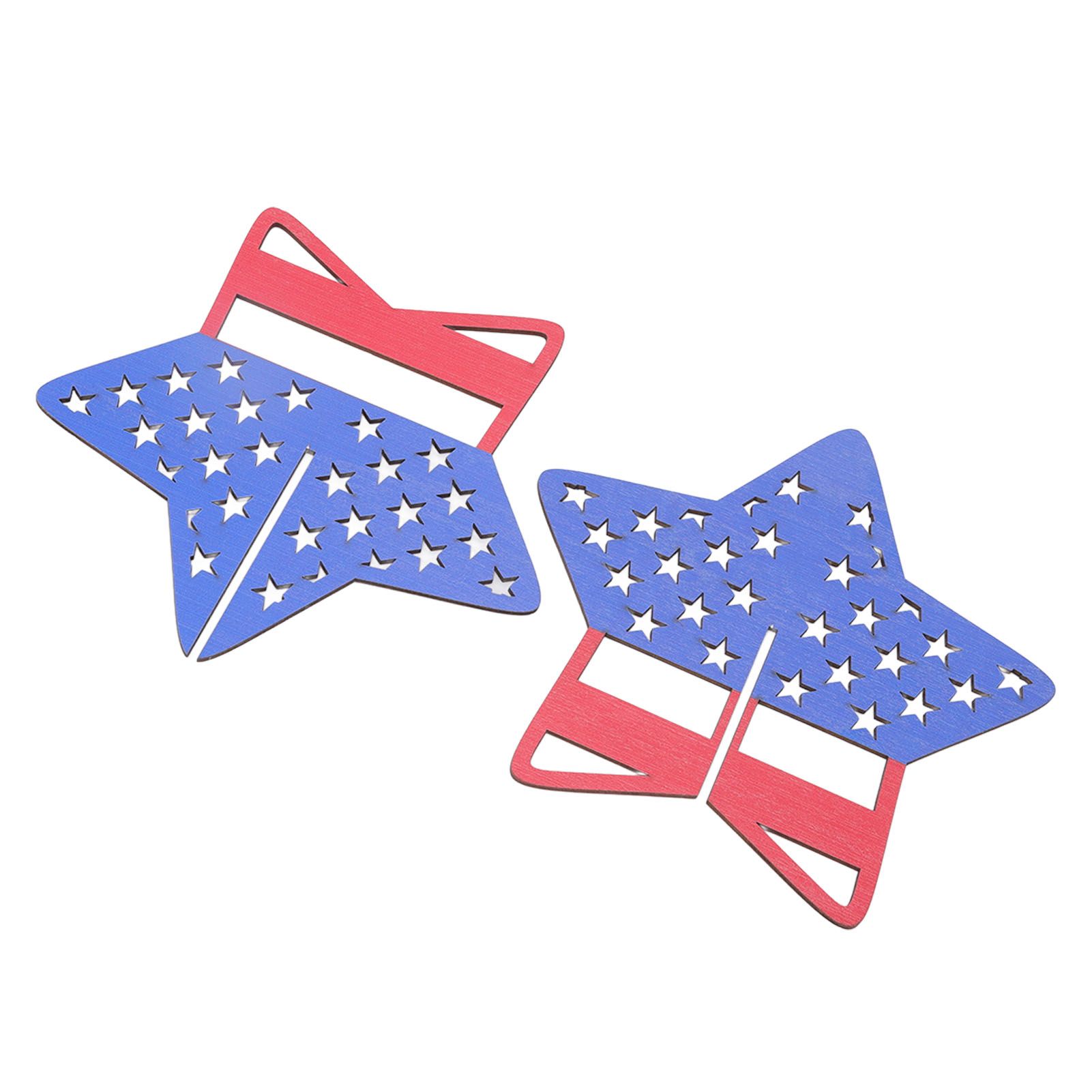 2Pcs Independence Day Wooden Star Blocks Patriotic Standing Decor 4th of July view 5
