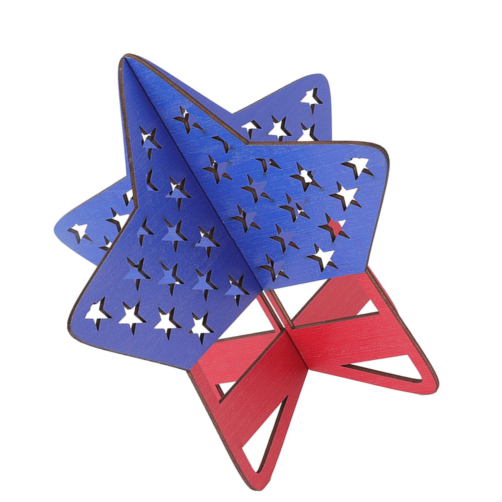 2Pcs Independence Day Wooden Star Blocks Patriotic Standing Decor 4th of July view 6
