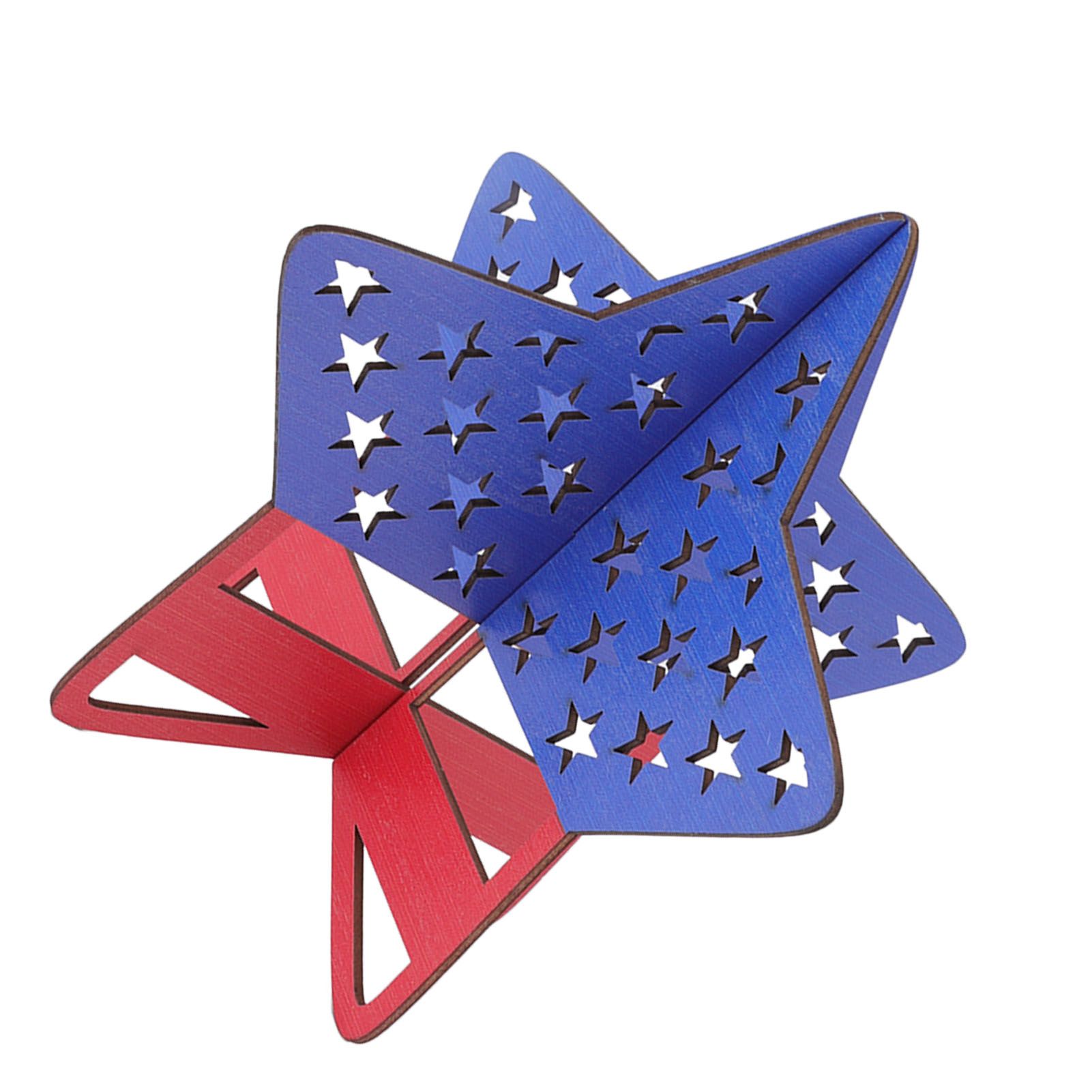 2Pcs Independence Day Wooden Star Blocks Patriotic Standing Decor 4th of July view 7