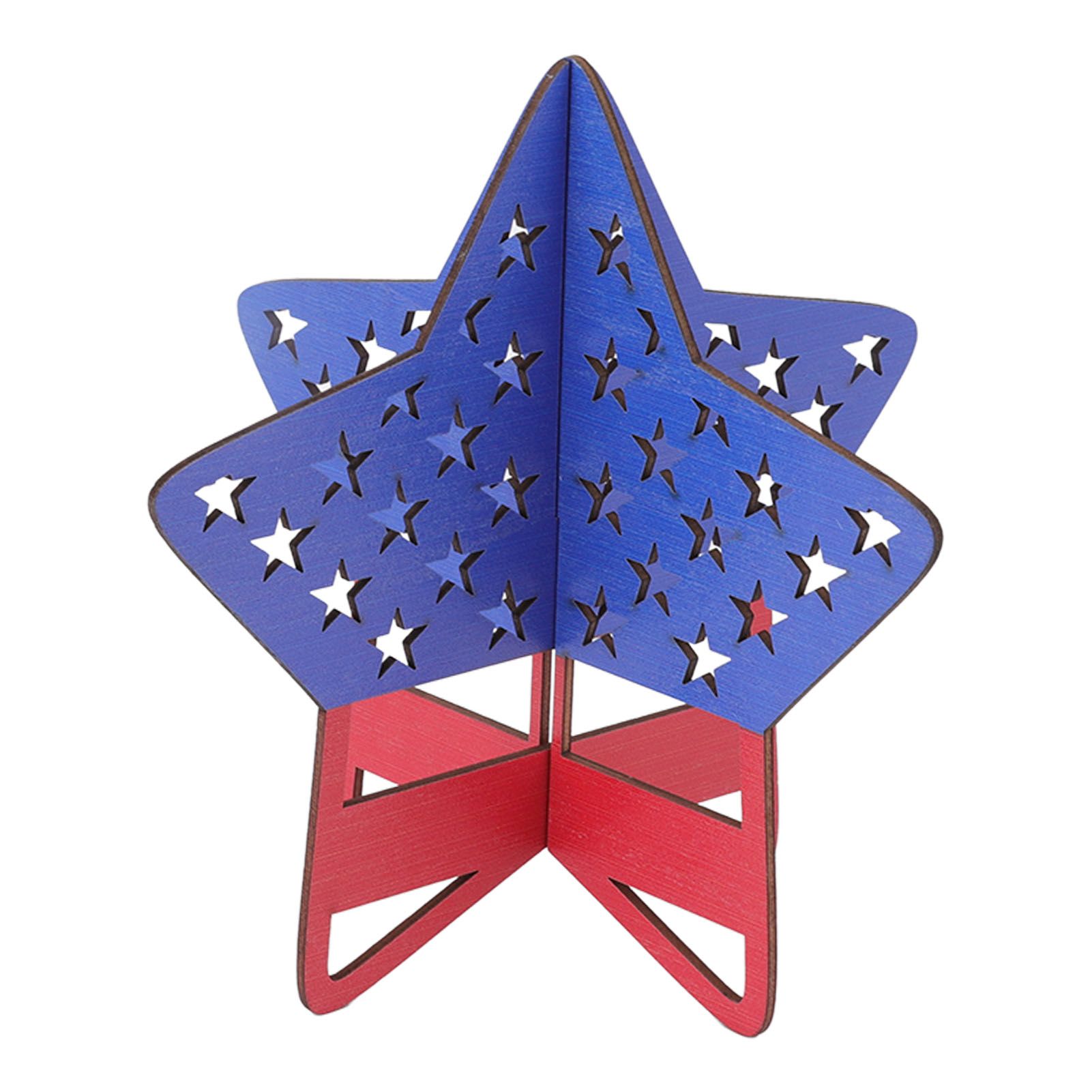 2Pcs Independence Day Wooden Star Blocks Patriotic Standing Decor 4th of July view 8