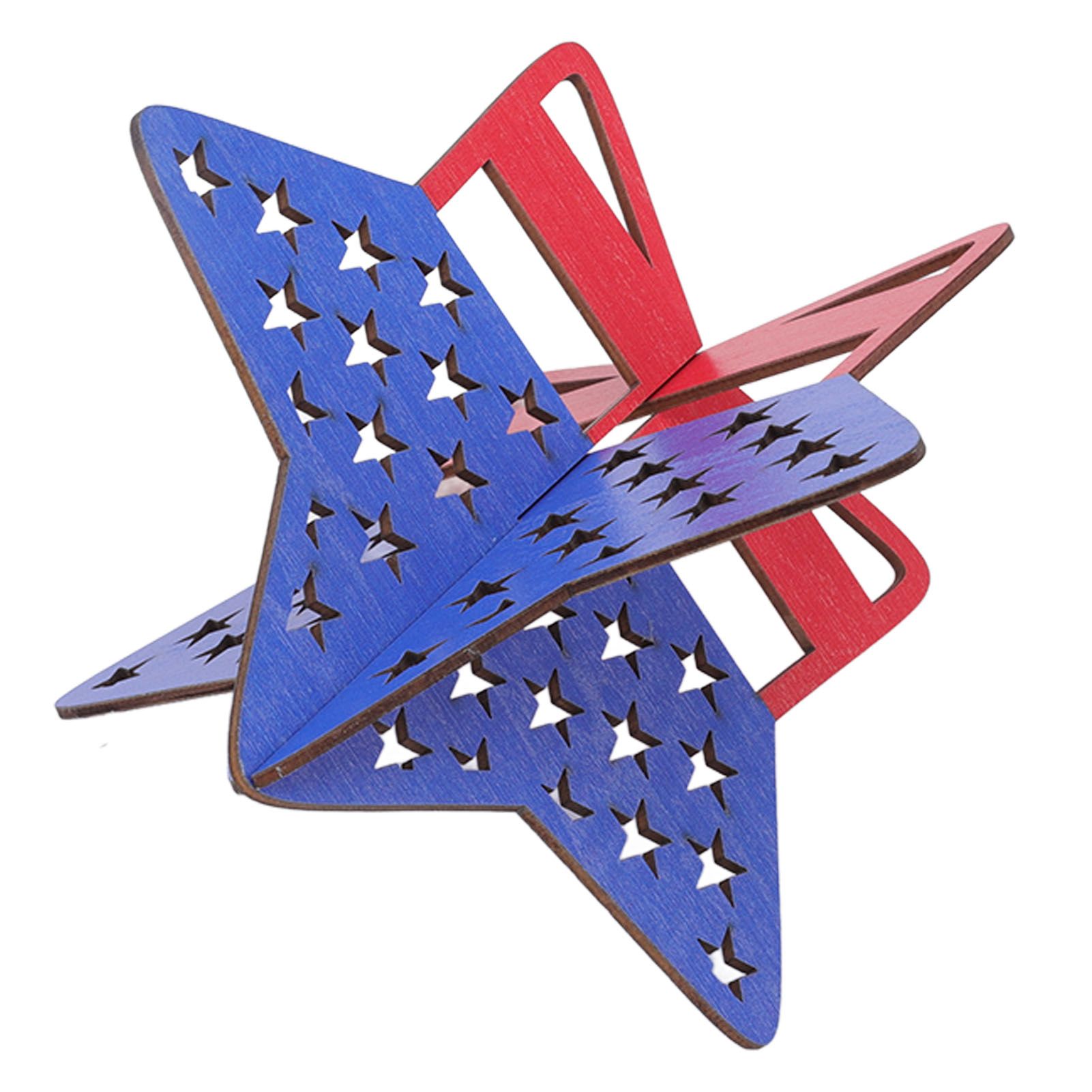 2Pcs Independence Day Wooden Star Blocks Patriotic Standing Decor 4th of July view 10