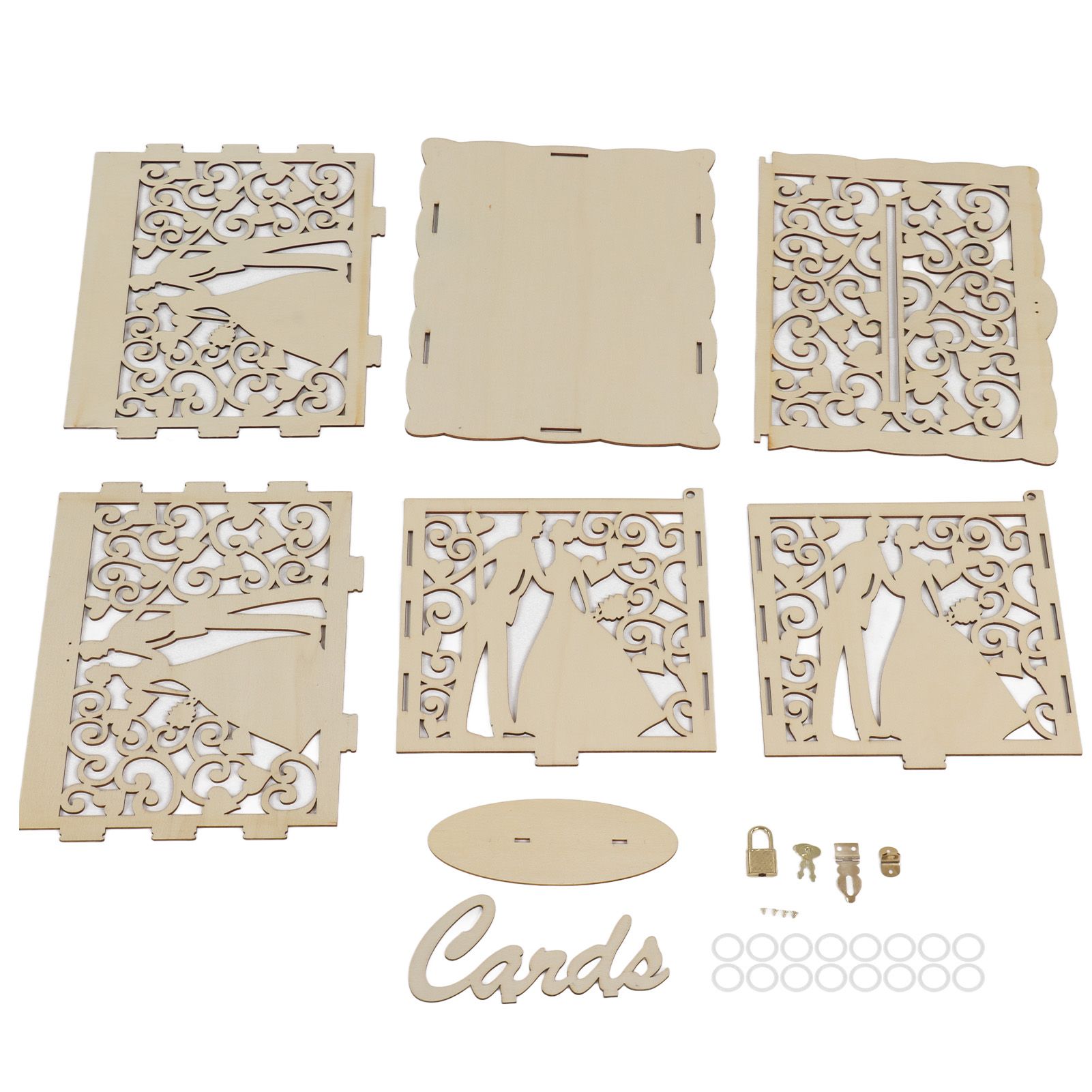 DIY Hollow Wooden Box Gift Card Money Case Wedding Reception Decoration Box — image 1