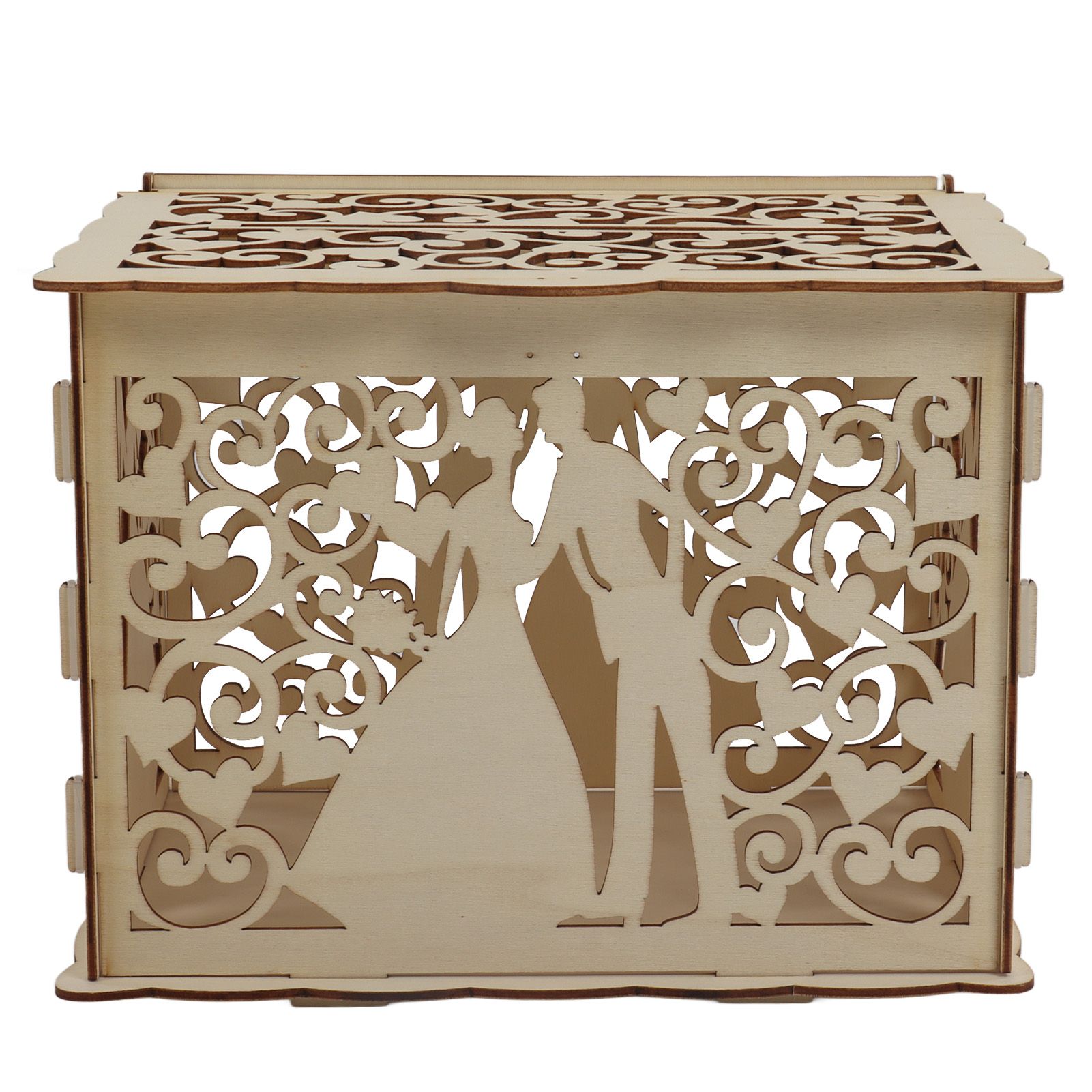 DIY Hollow Wooden Box Gift Card Money Case Wedding Reception Decoration Box view 6