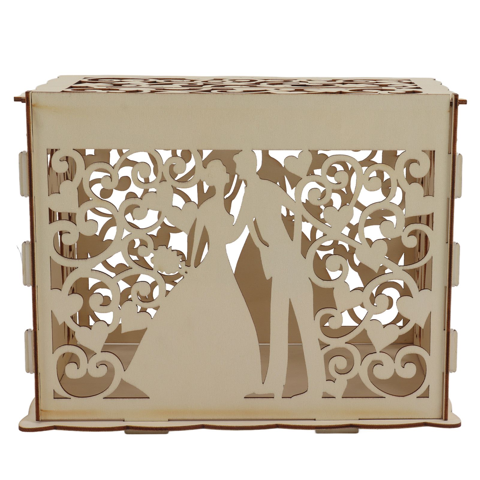 DIY Hollow Wooden Box Gift Card Money Case Wedding Reception Decoration Box view 7