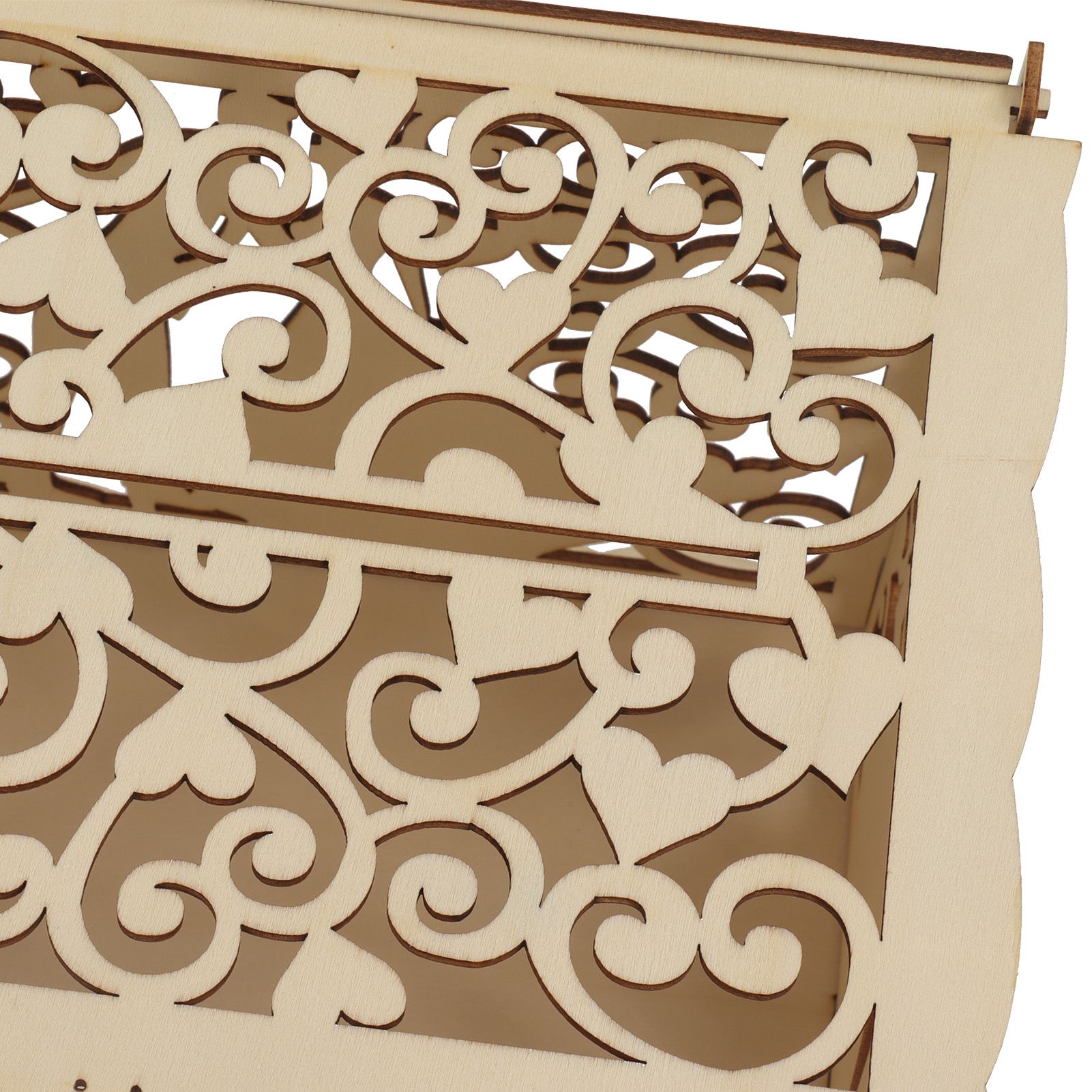 DIY Hollow Wooden Box Gift Card Money Case Wedding Reception Decoration Box view 13