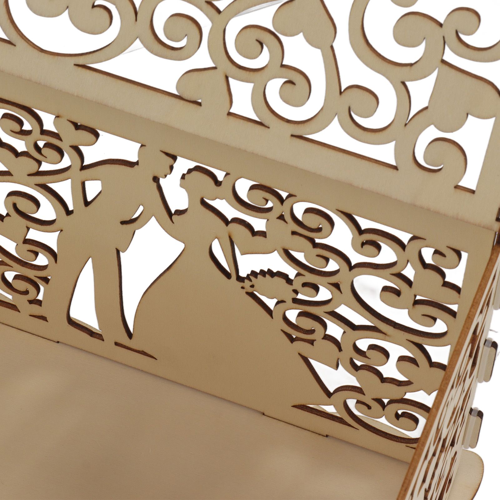 DIY Hollow Wooden Box Gift Card Money Case Wedding Reception Decoration Box view 14